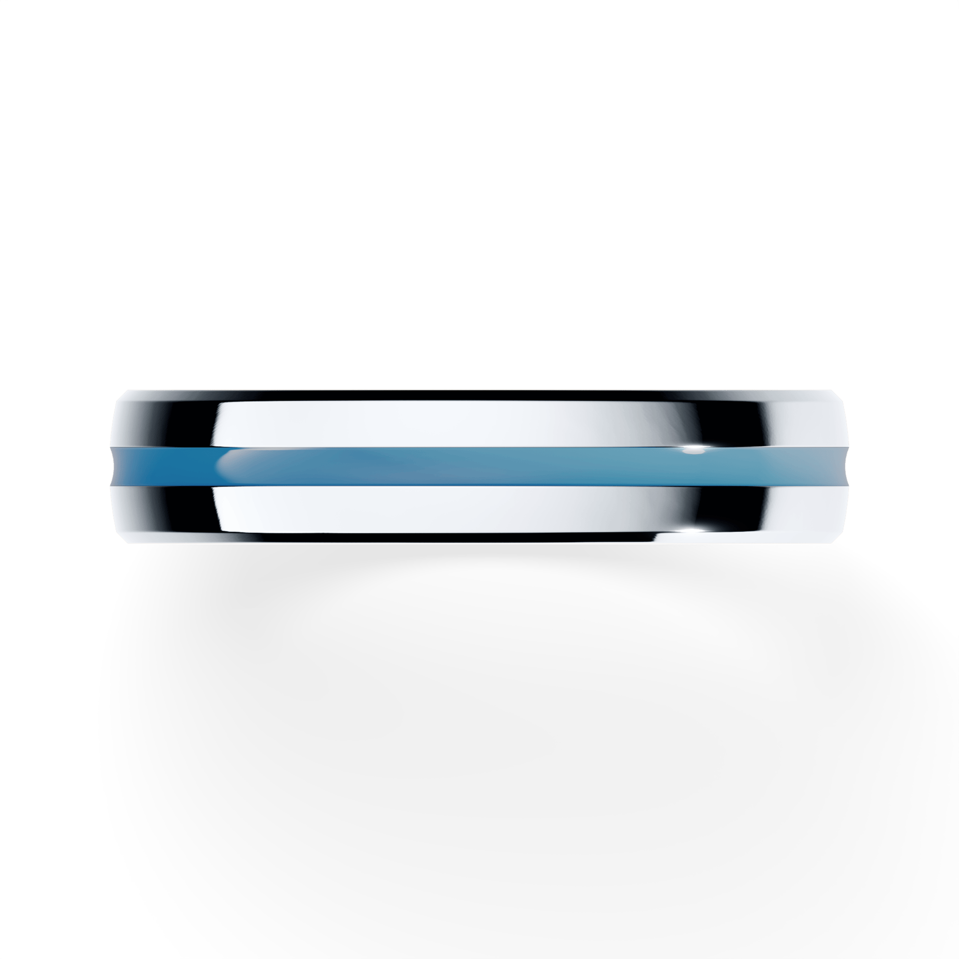 Obrączka z błękitną emalią komfort z białego złota 4mm