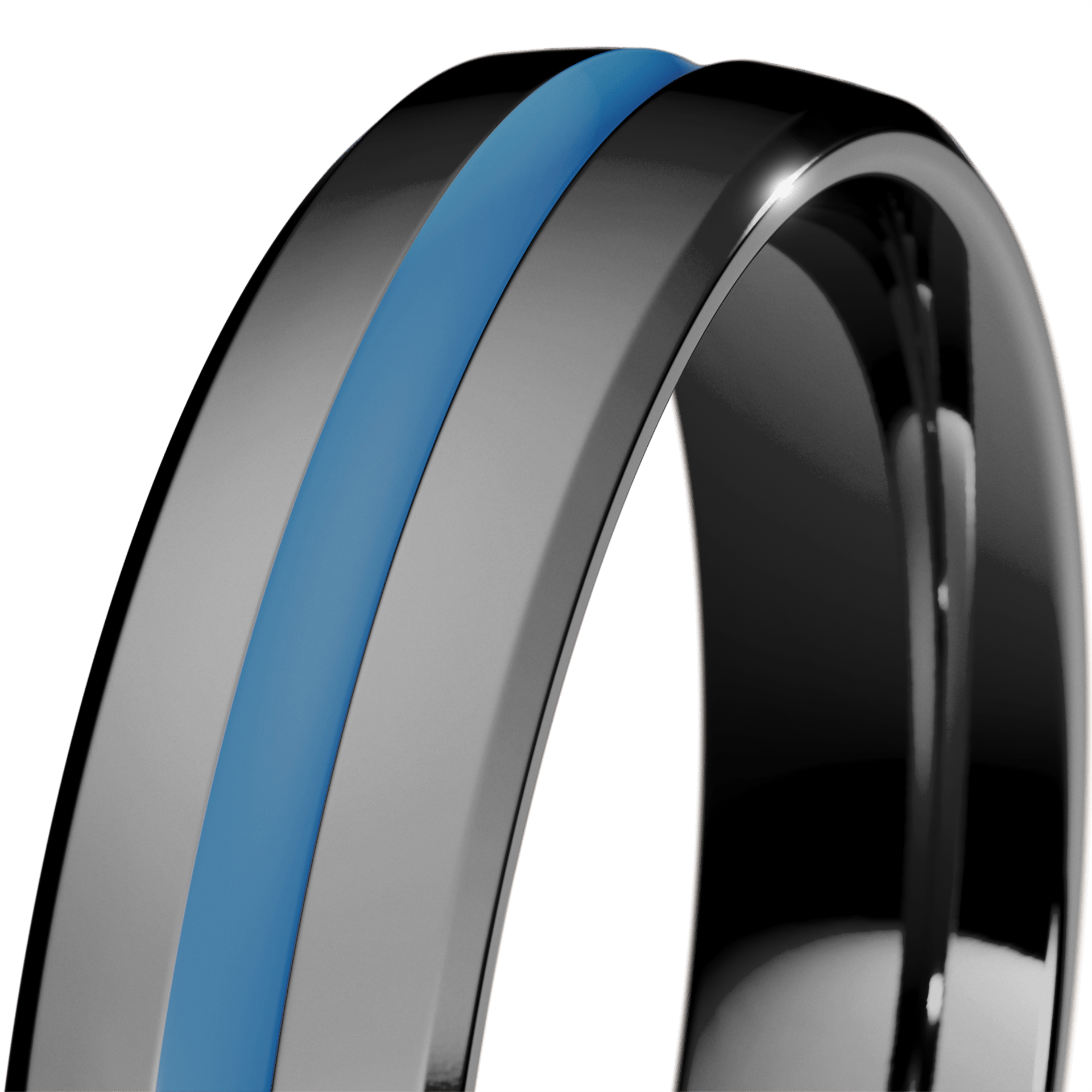 Obrączka z błękitną emalią komfort z czarnego złota 4mm