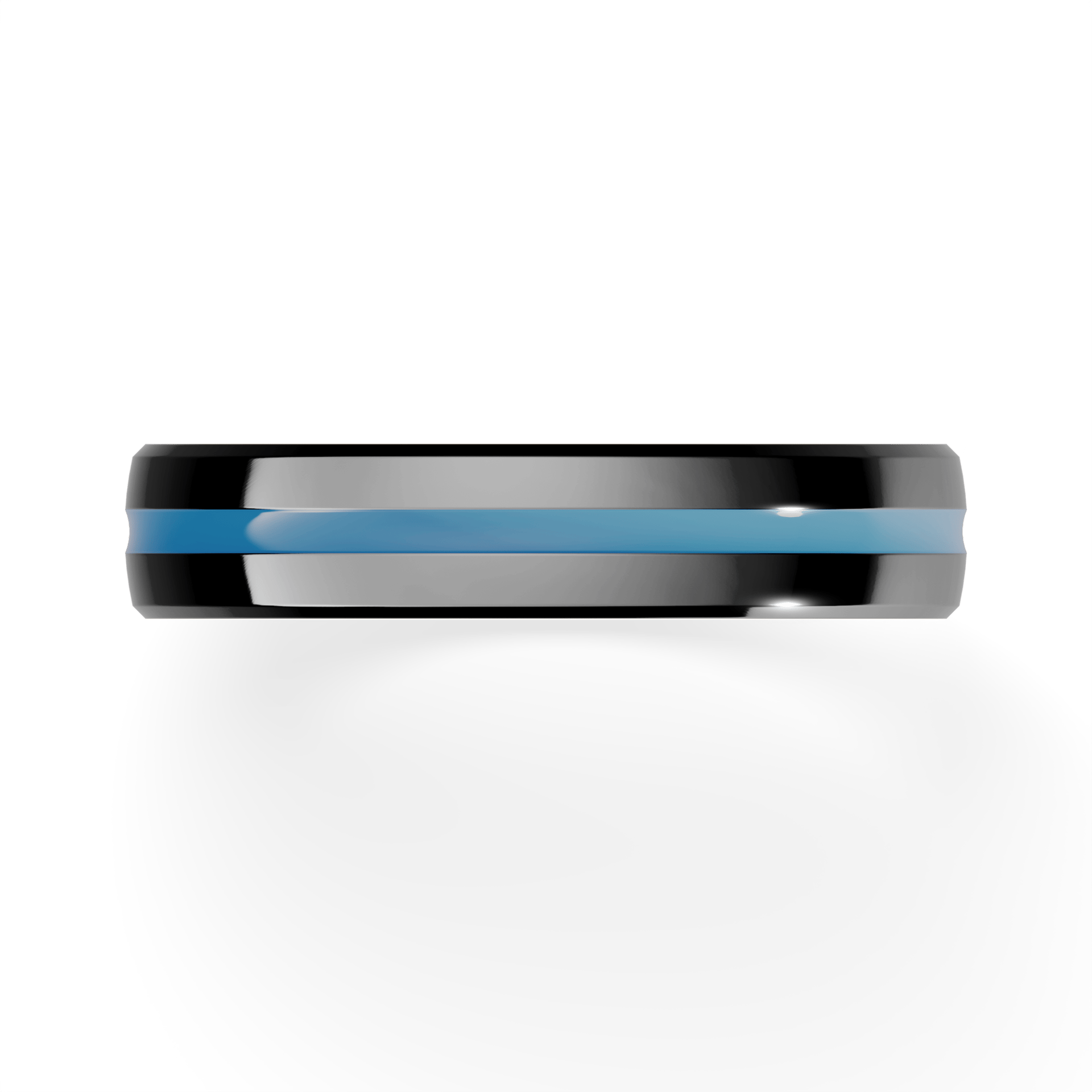 Obrączka z błękitną emalią komfort z czarnego złota 4mm