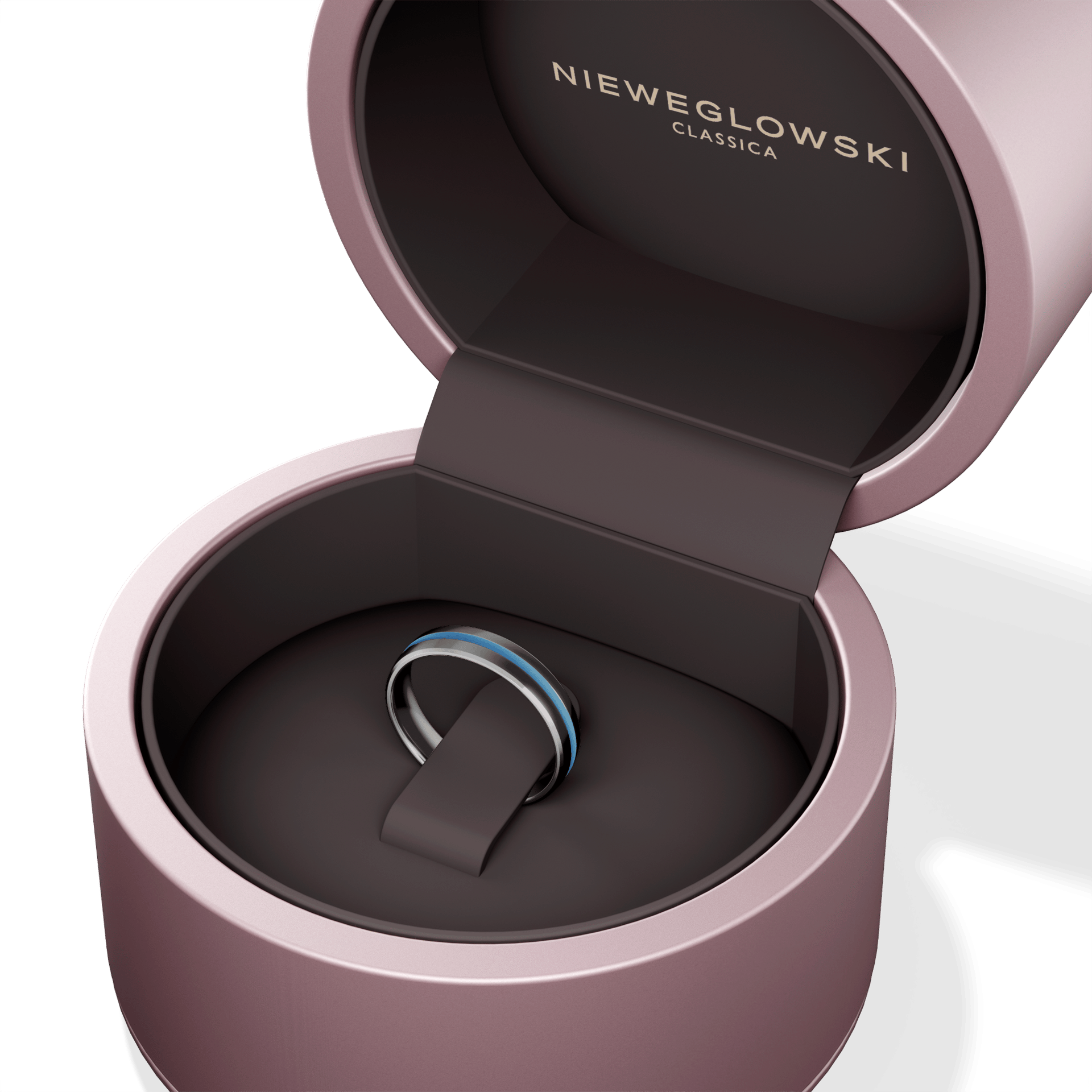 Obraczka slubna komfort czarne zloto 4 mm 1mm emalia blekitna 05