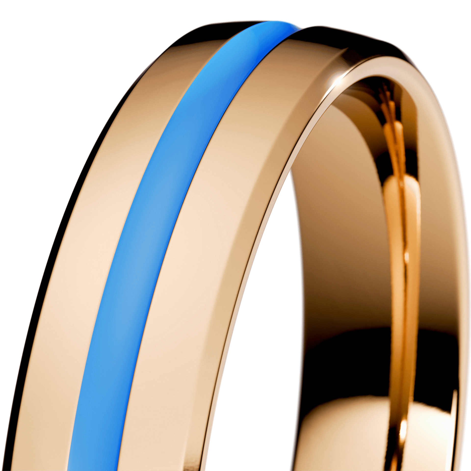 Obrączka z niebieską emalią z żółtego złota 4mm