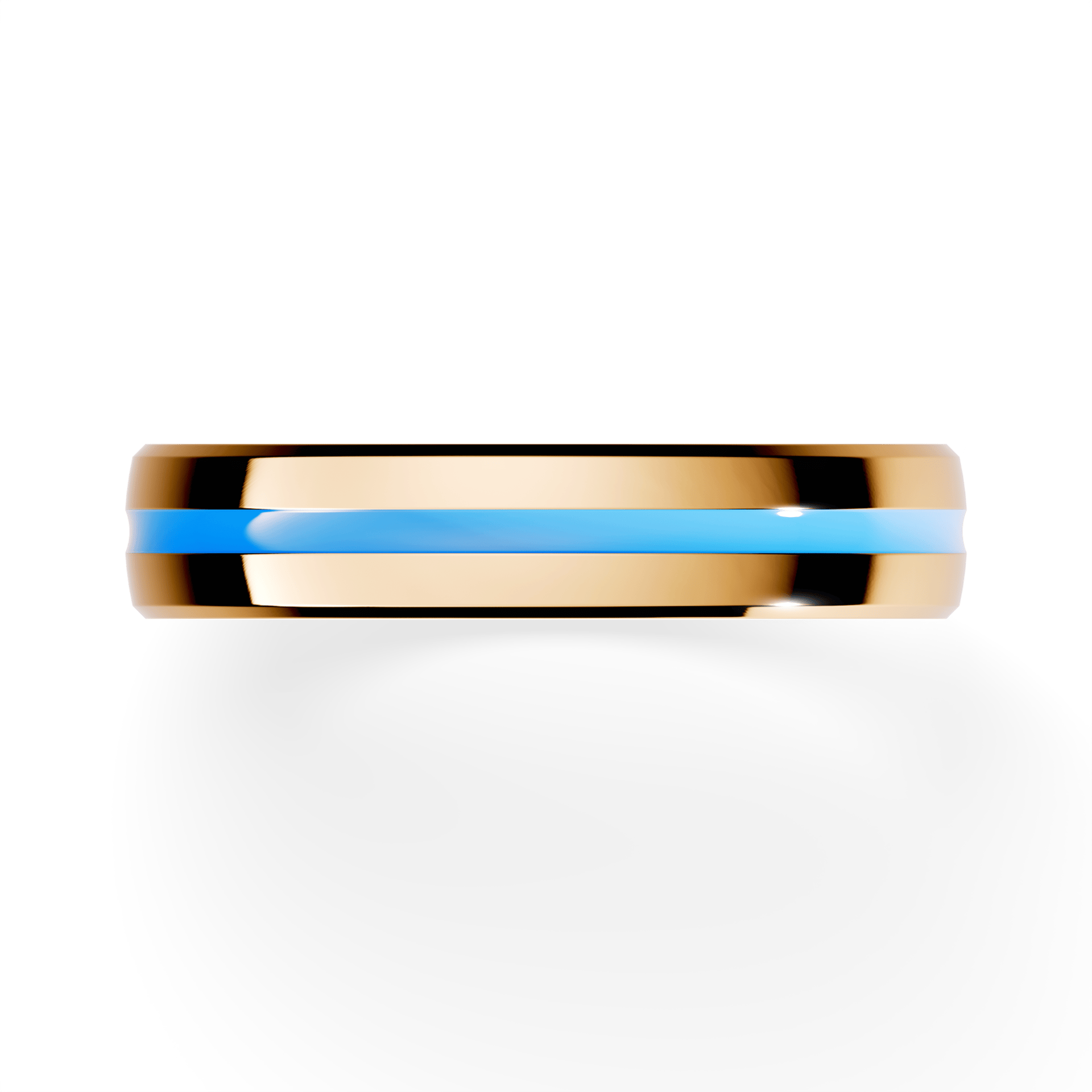 Obrączka z niebieską emalią z żółtego złota 4mm