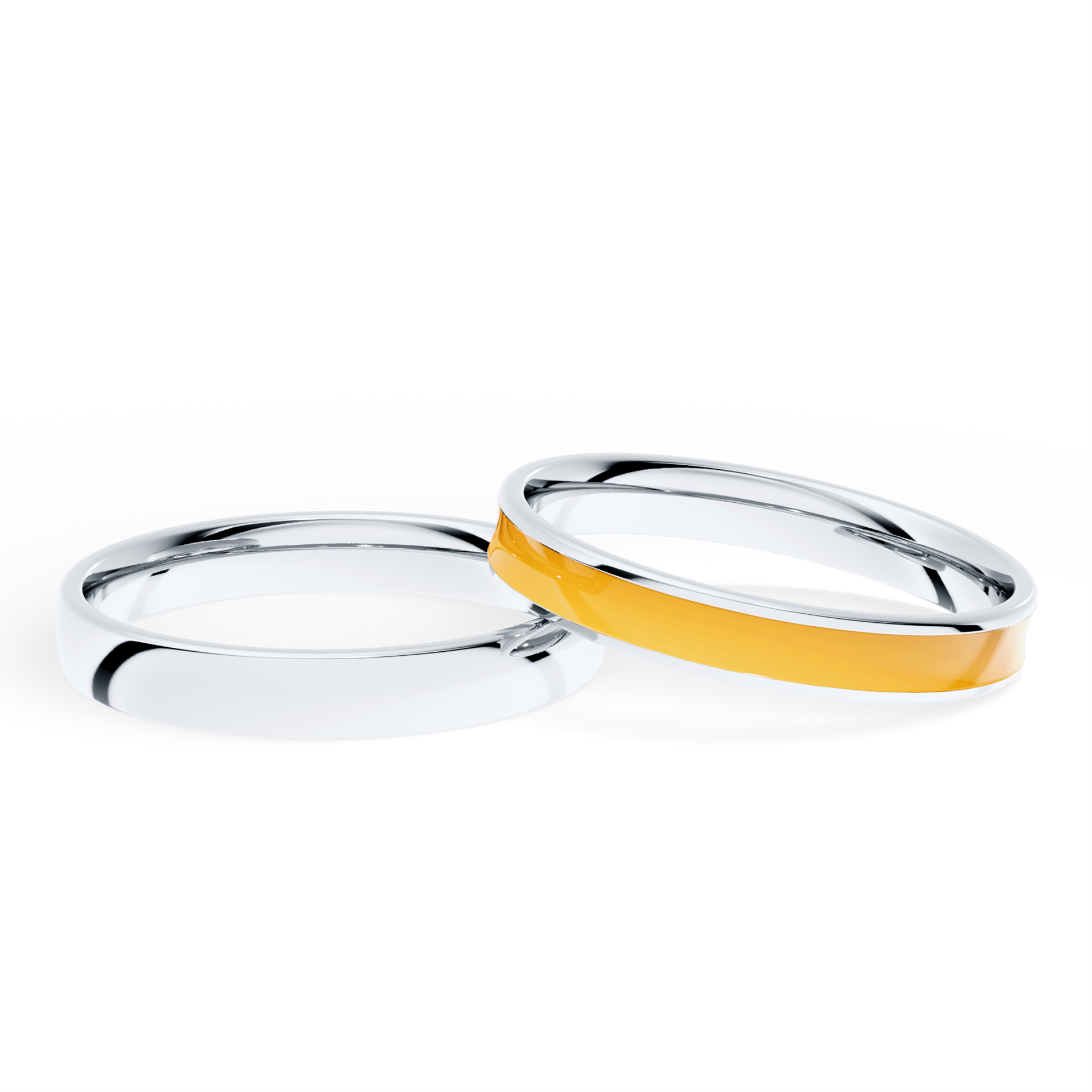 Obraczka slubna fit biale zloto 3 mm 2mm emalia zolta 04