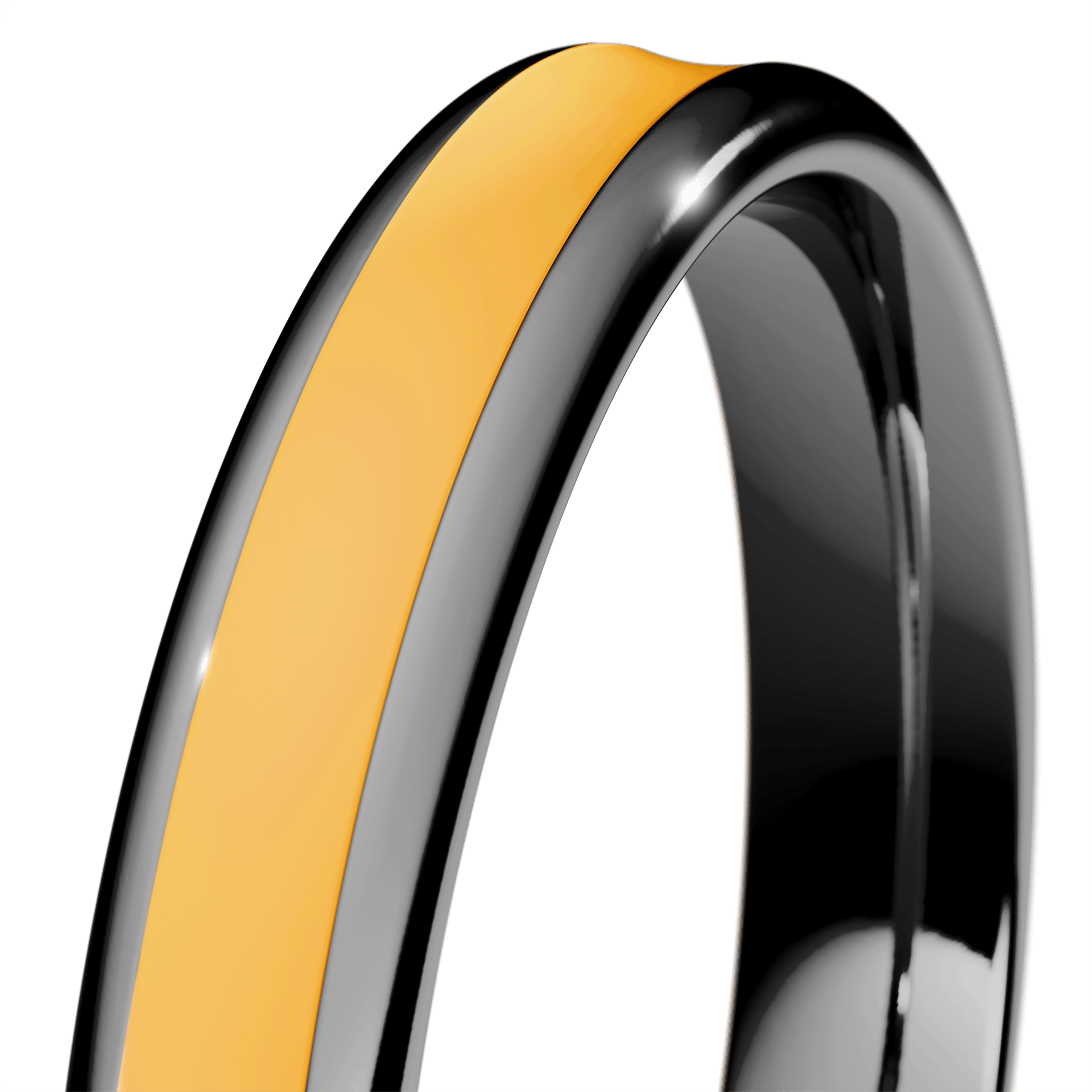 Obrączka z żółtą emalią fit z czarnego złota 3mm