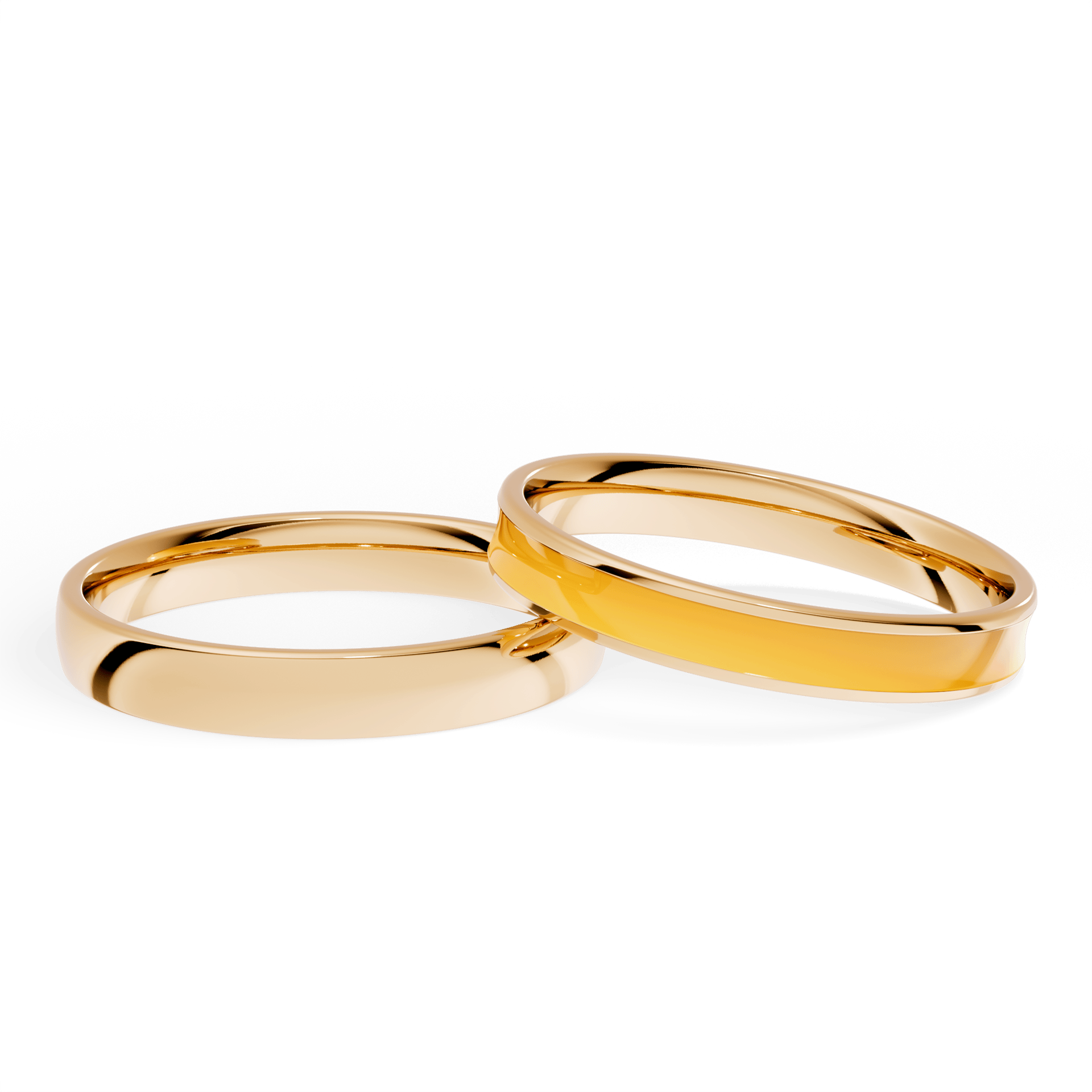 Obraczka slubna fit zolte zloto 3 mm 2mm emalia zolta 004