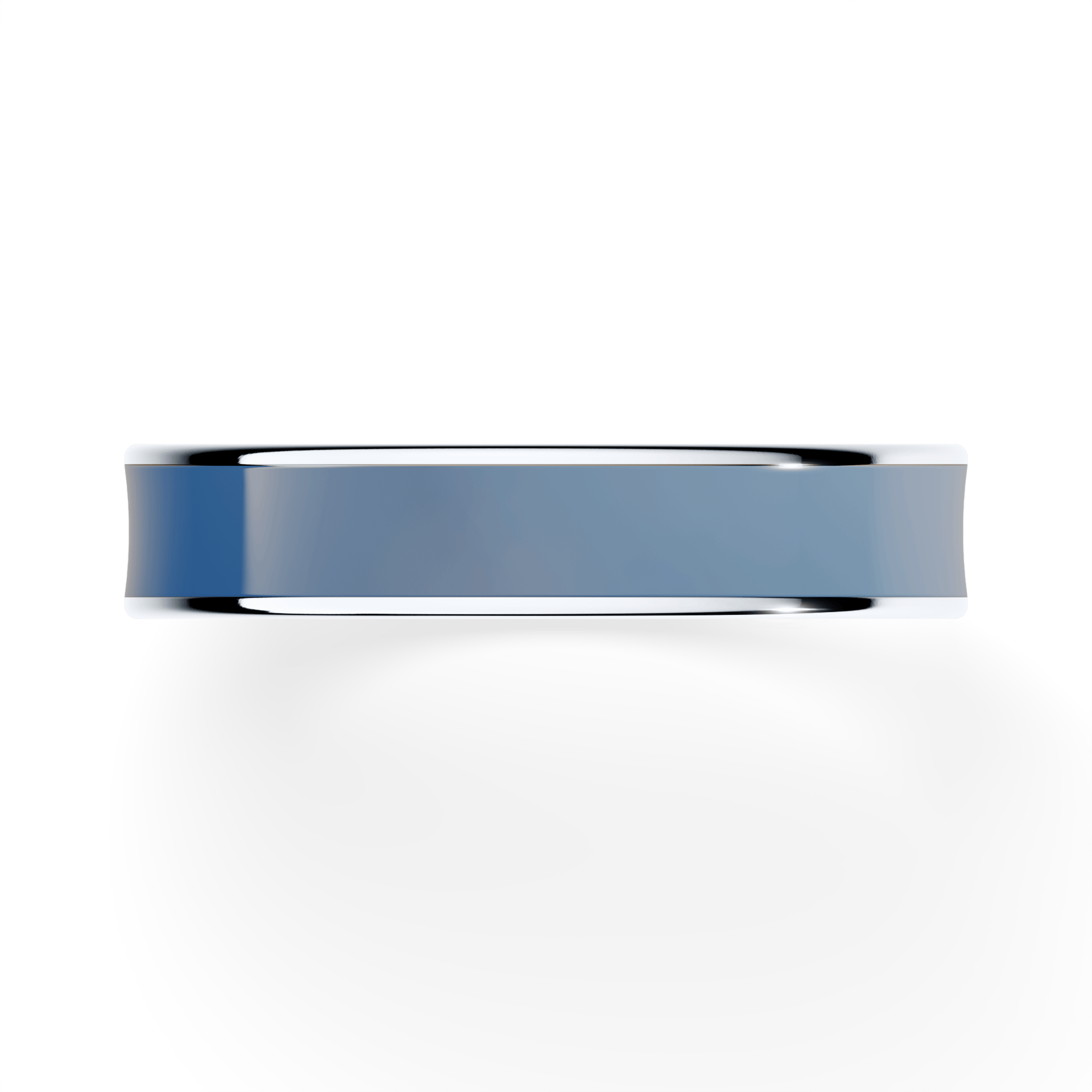 Obrączka z granatową emalią płaska z białego złota 4mm