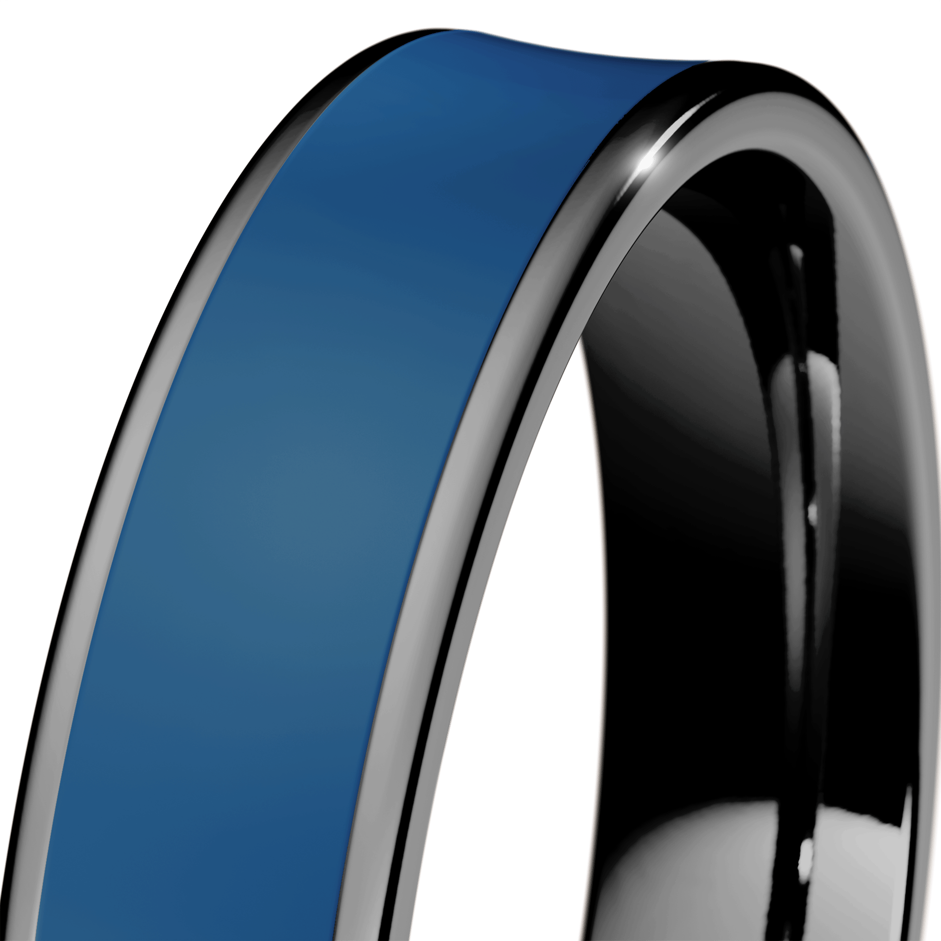 Obrączka z granatową emalią płaska z czarnego złota 4mm