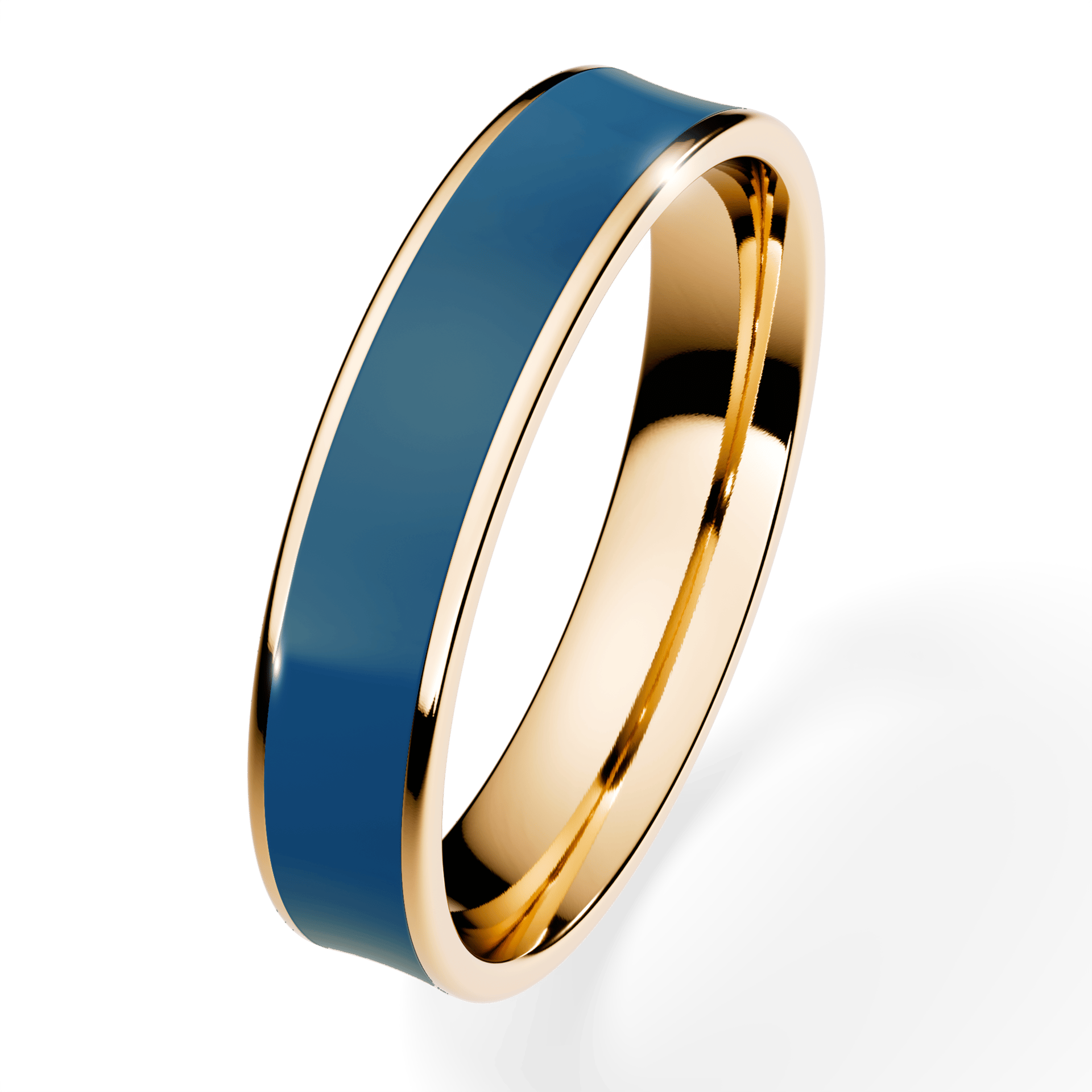 Obrączka z granatową emalią płaska z żółtego złota 4mm