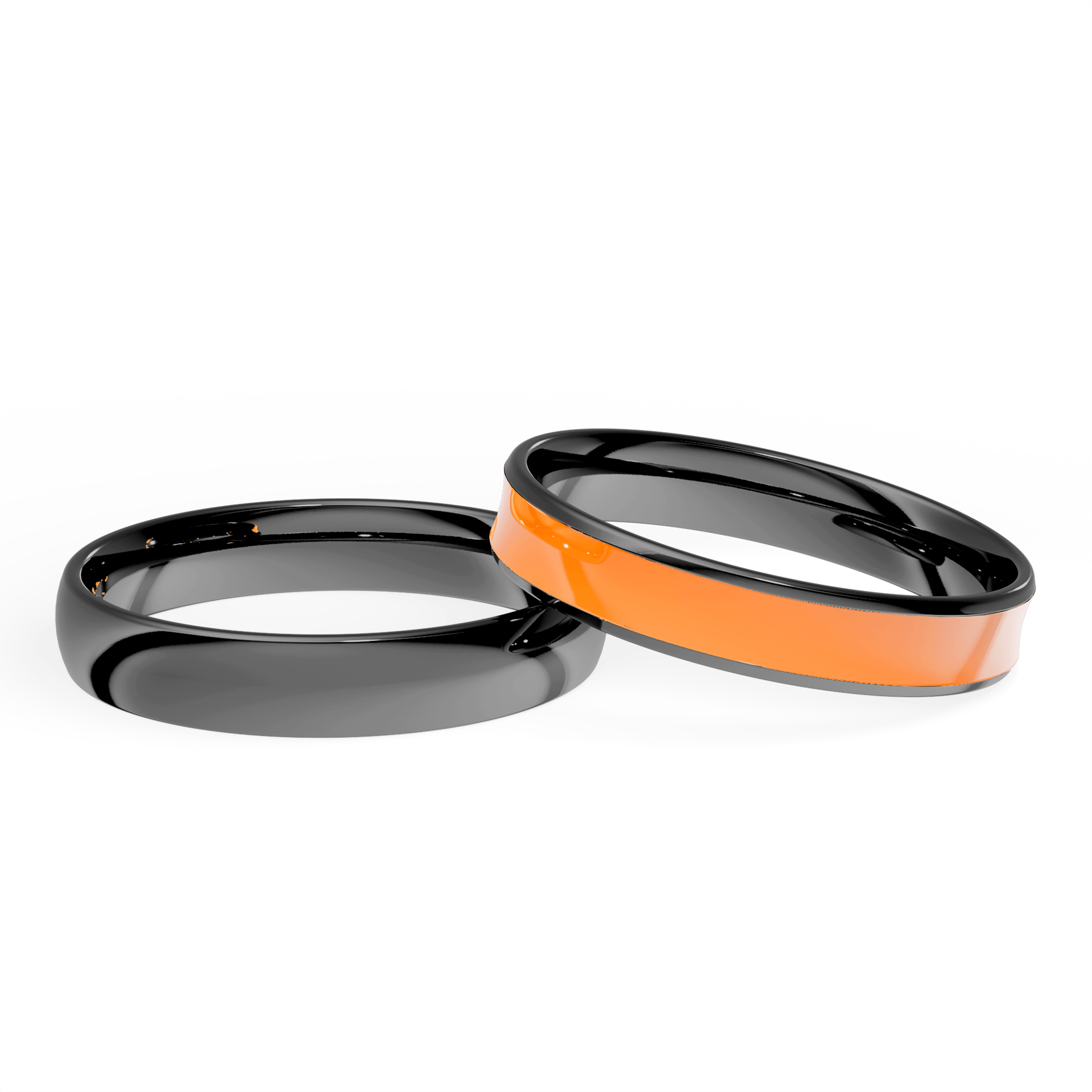 Obraczka slubna regular czarne zloto 3 5 mm 2 5mm emalia pomaranczowa 04