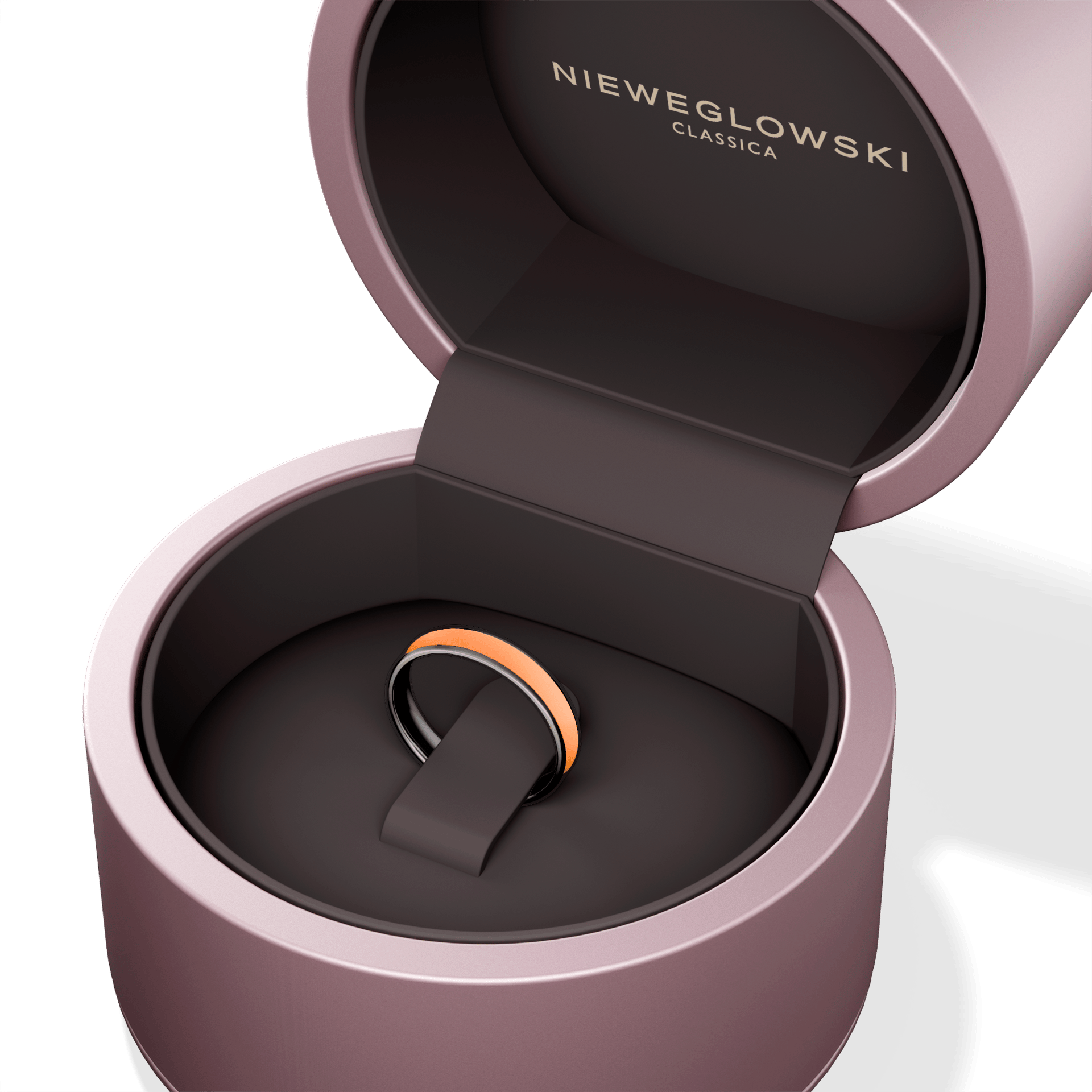 Obraczka slubna regular czarne zloto 3 5 mm 2 5mm emalia pomaranczowa 05