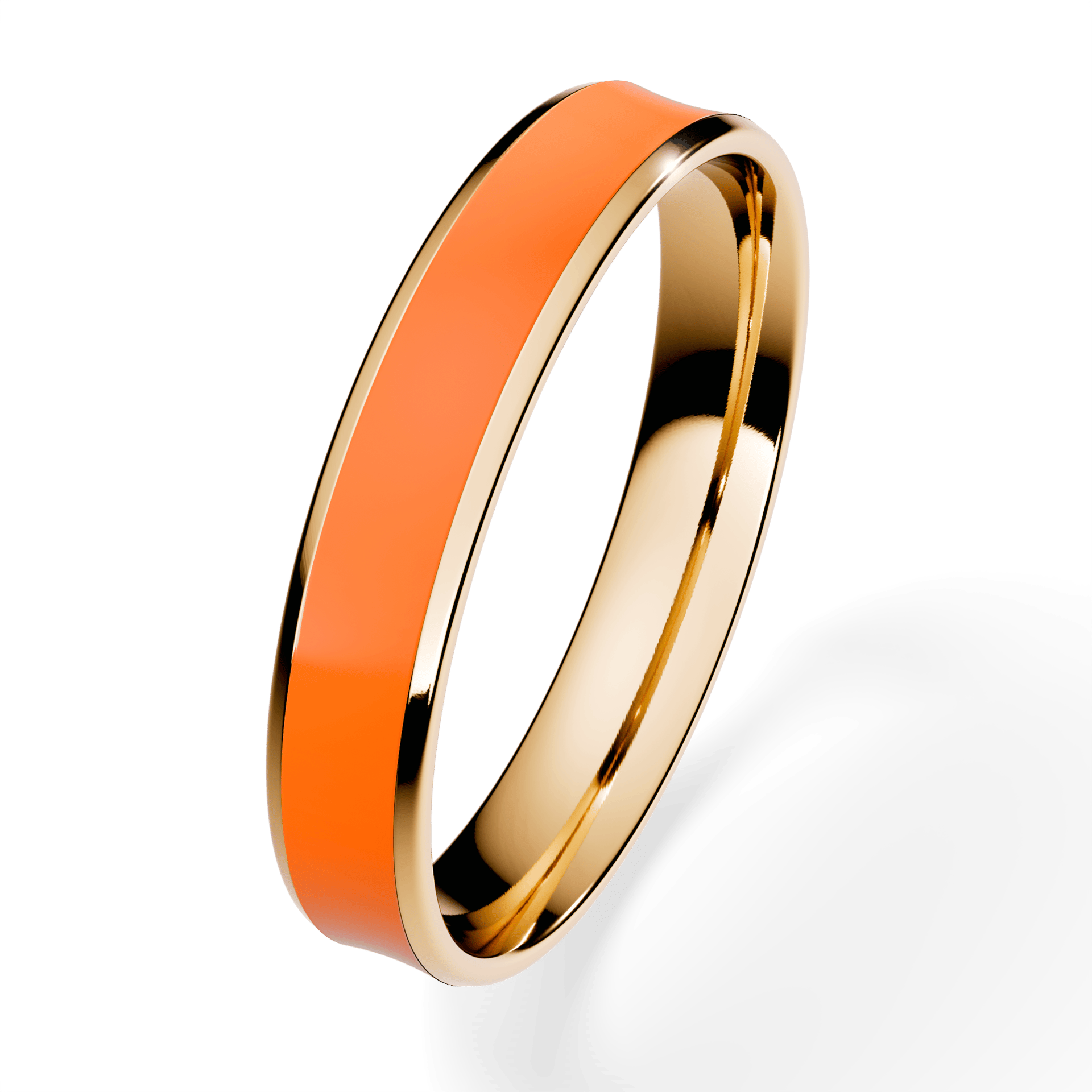 Obrączka z pomarańczową emalią regular z żółtego złota 3,5mm