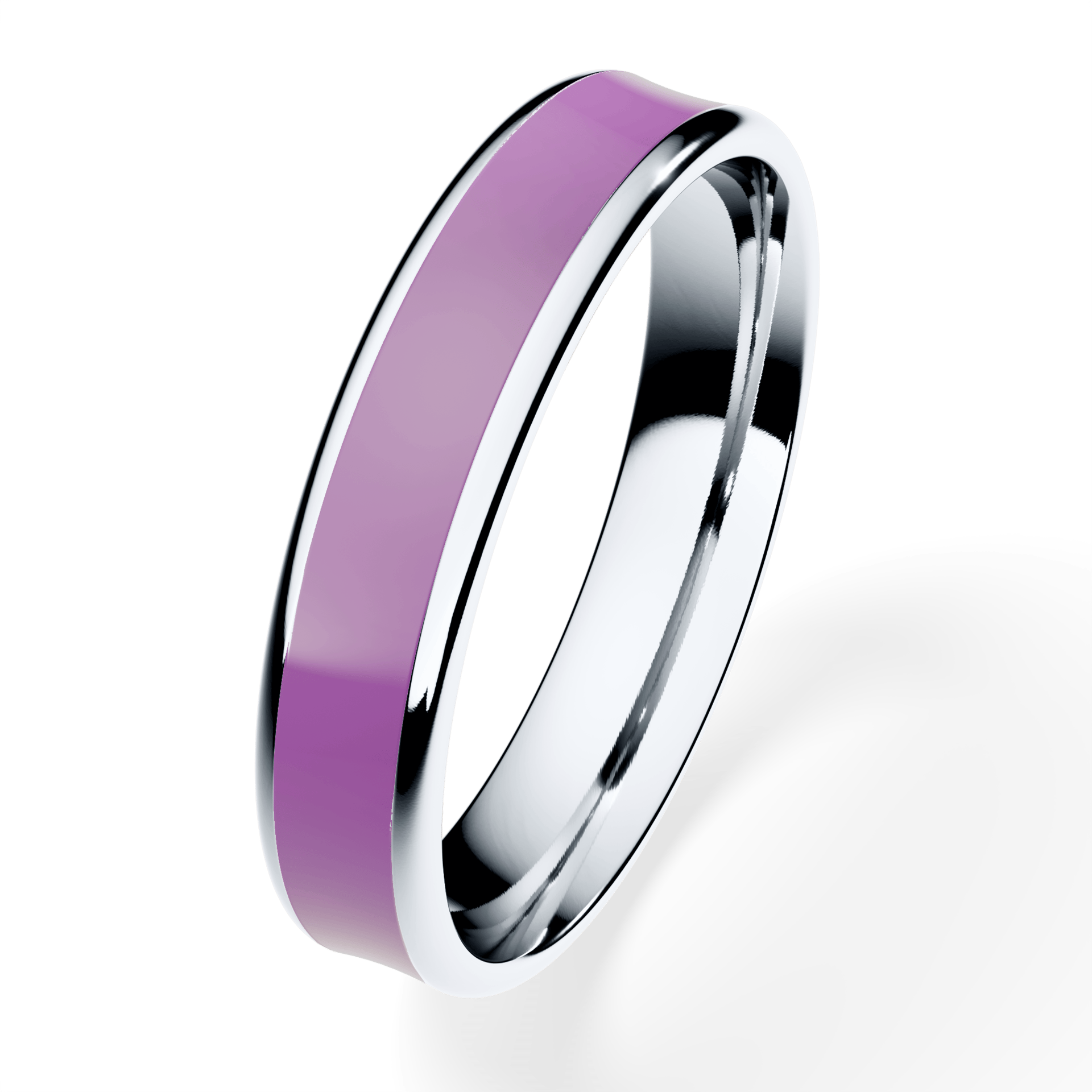 Obrączka z fioletową emalią urban z białego złota 4mm