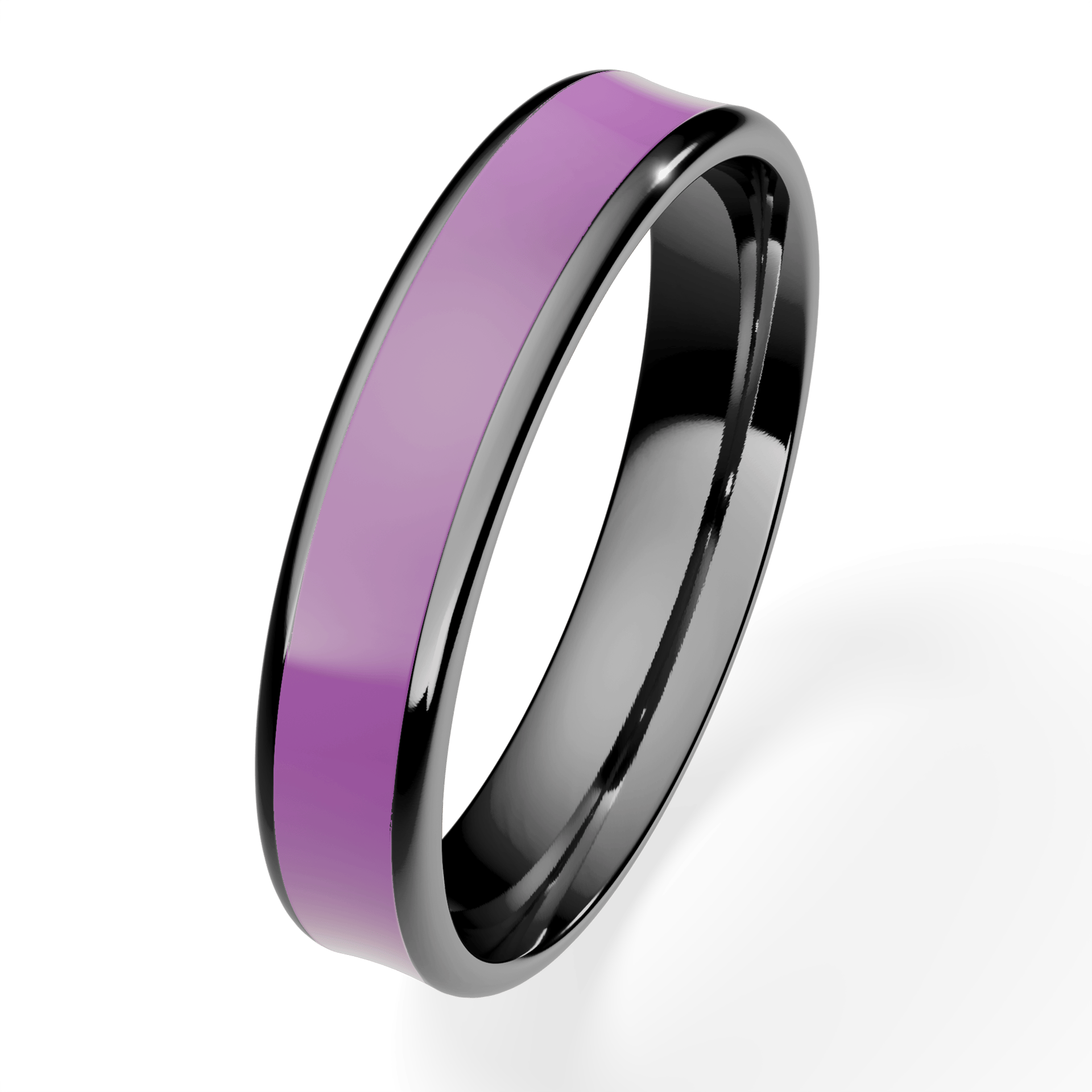 Obrączka z fioletową emalią urban z czarnego złota 4mm