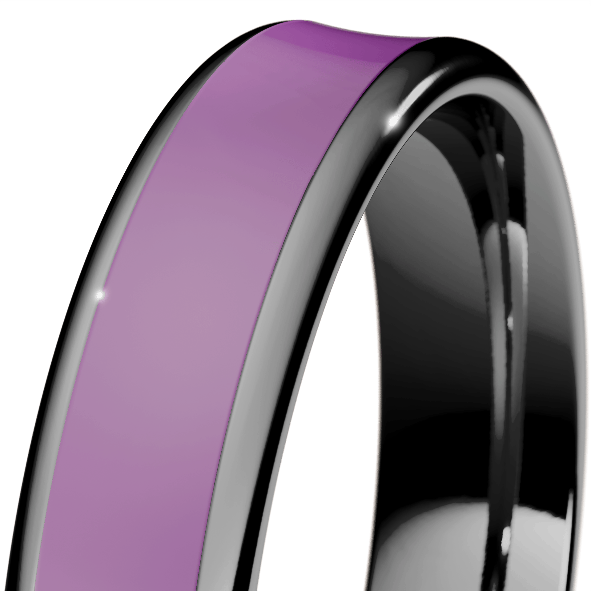 Obrączka z fioletową emalią urban z czarnego złota 4mm