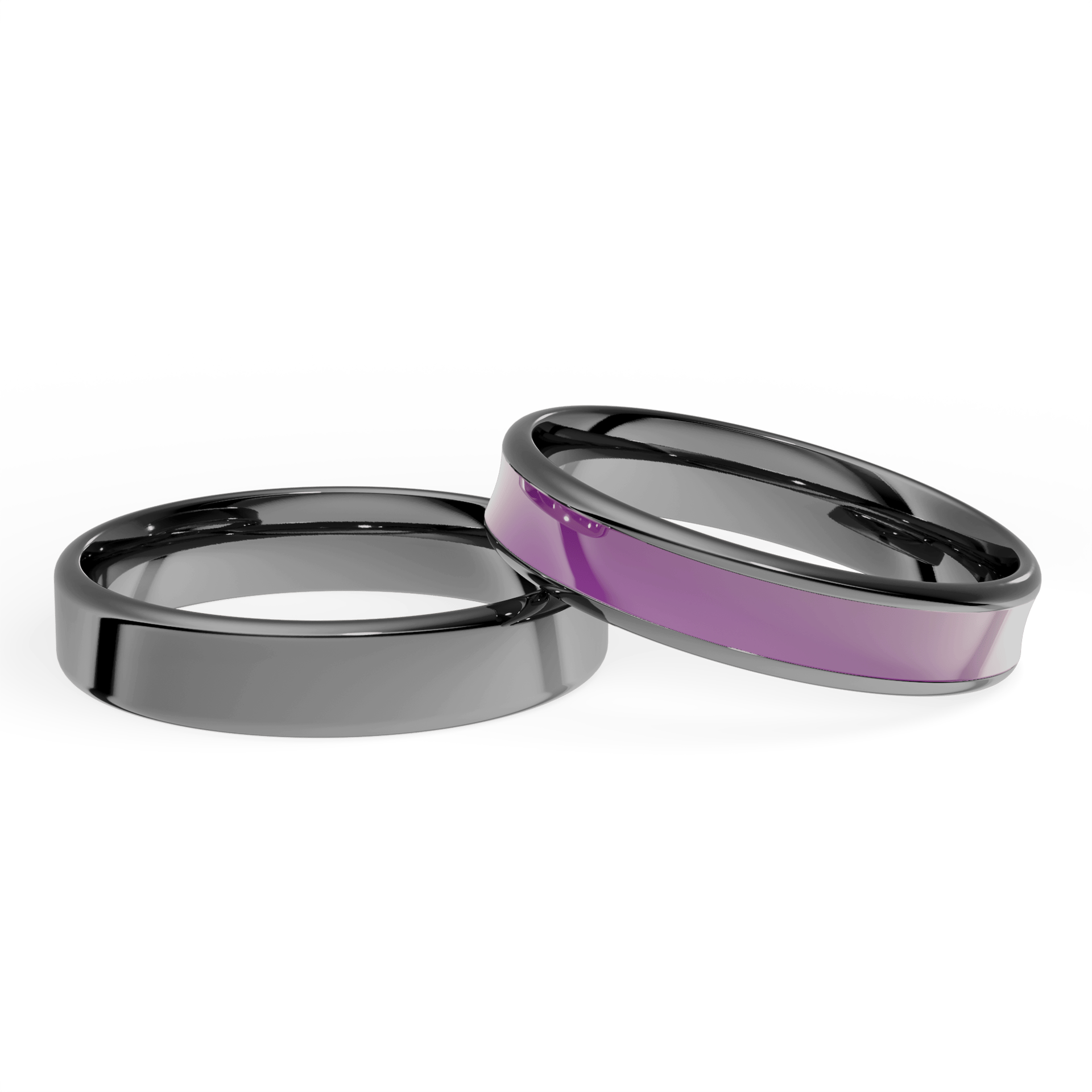 Obraczka slubna urban czarne zloto 4 mm 3mm emalia fioletowa 04
