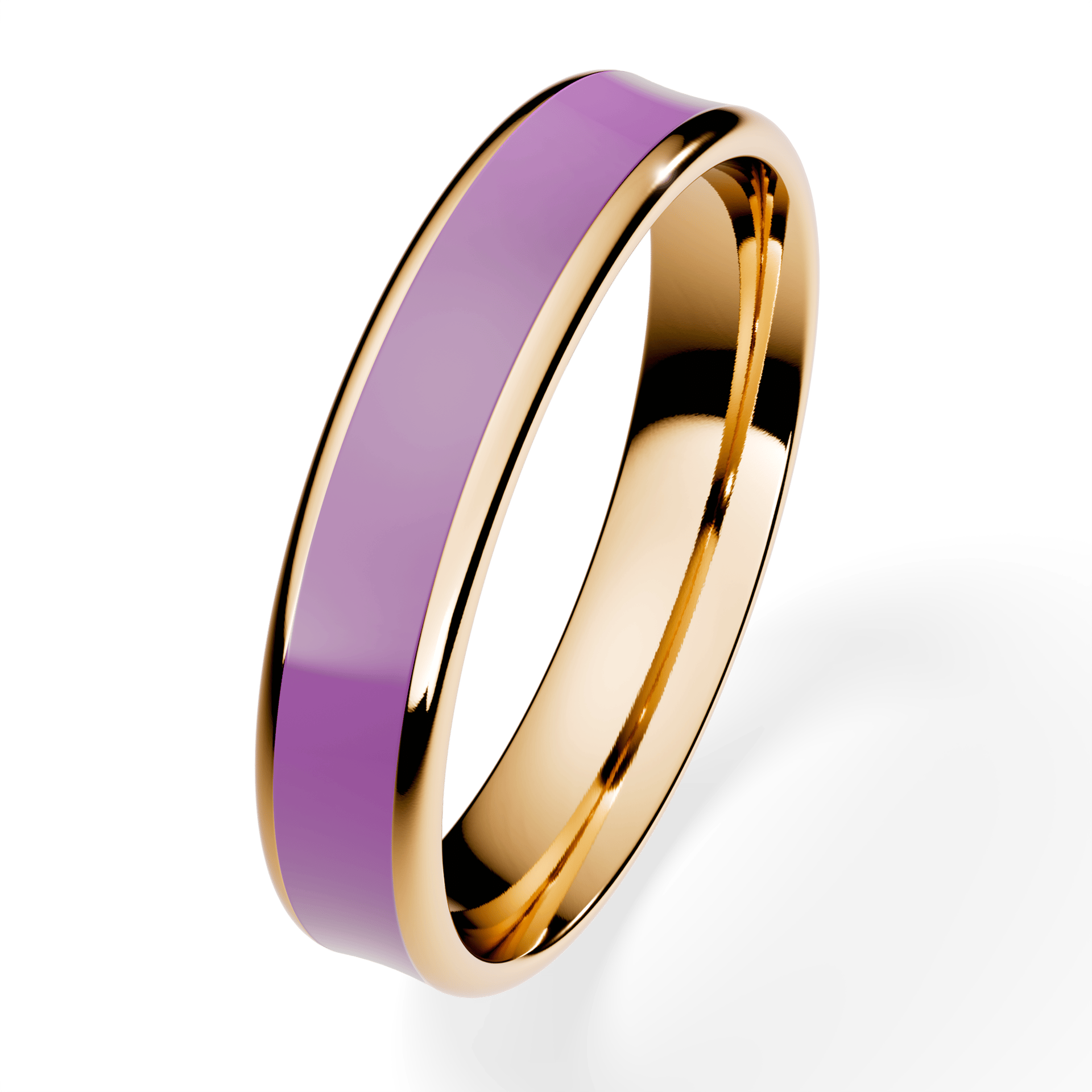 Obrączka z fioletową emalią urban z żółtego złota 4mm