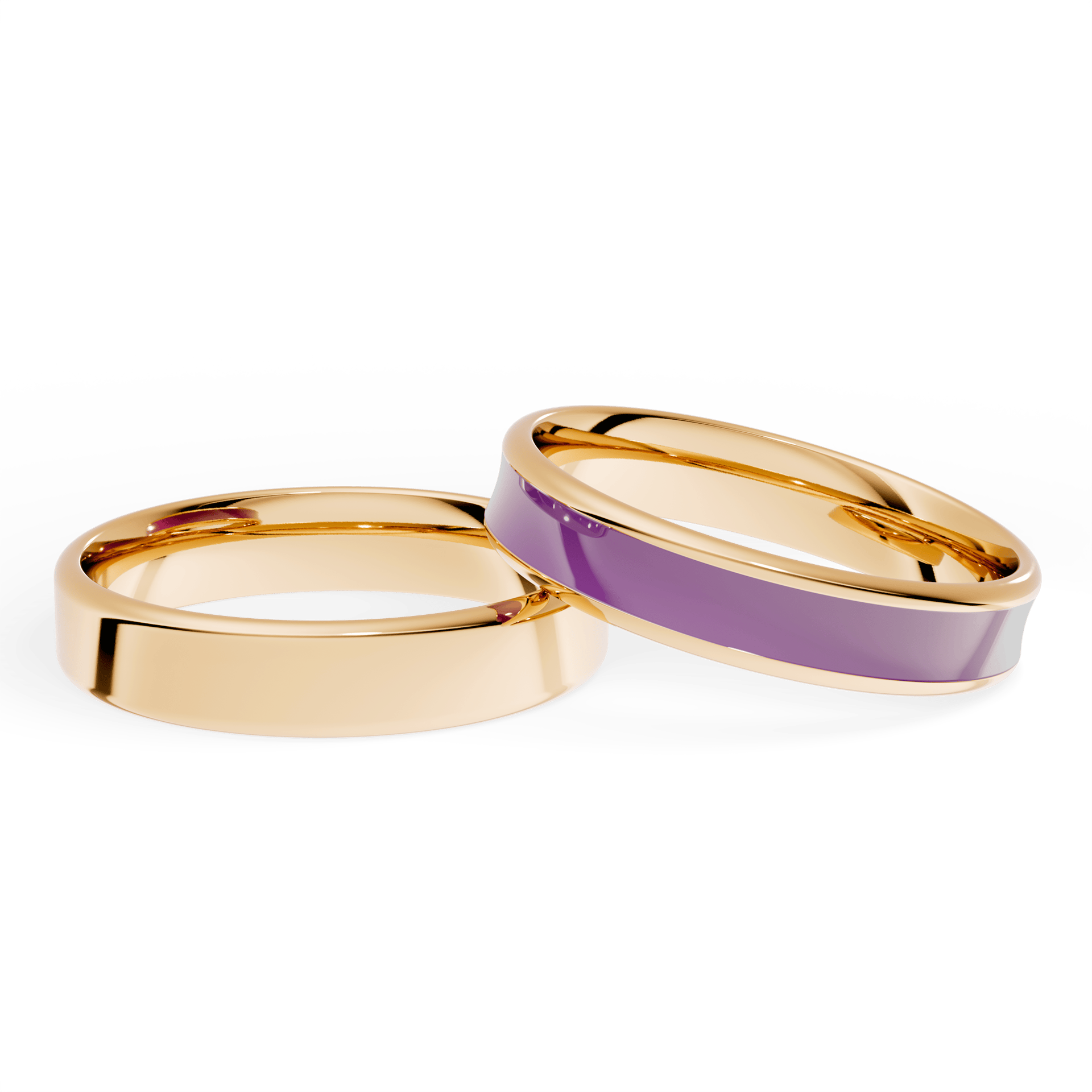 Obraczka slubna urban zolte zloto 4 mm 3mm emalia fioletowa 04