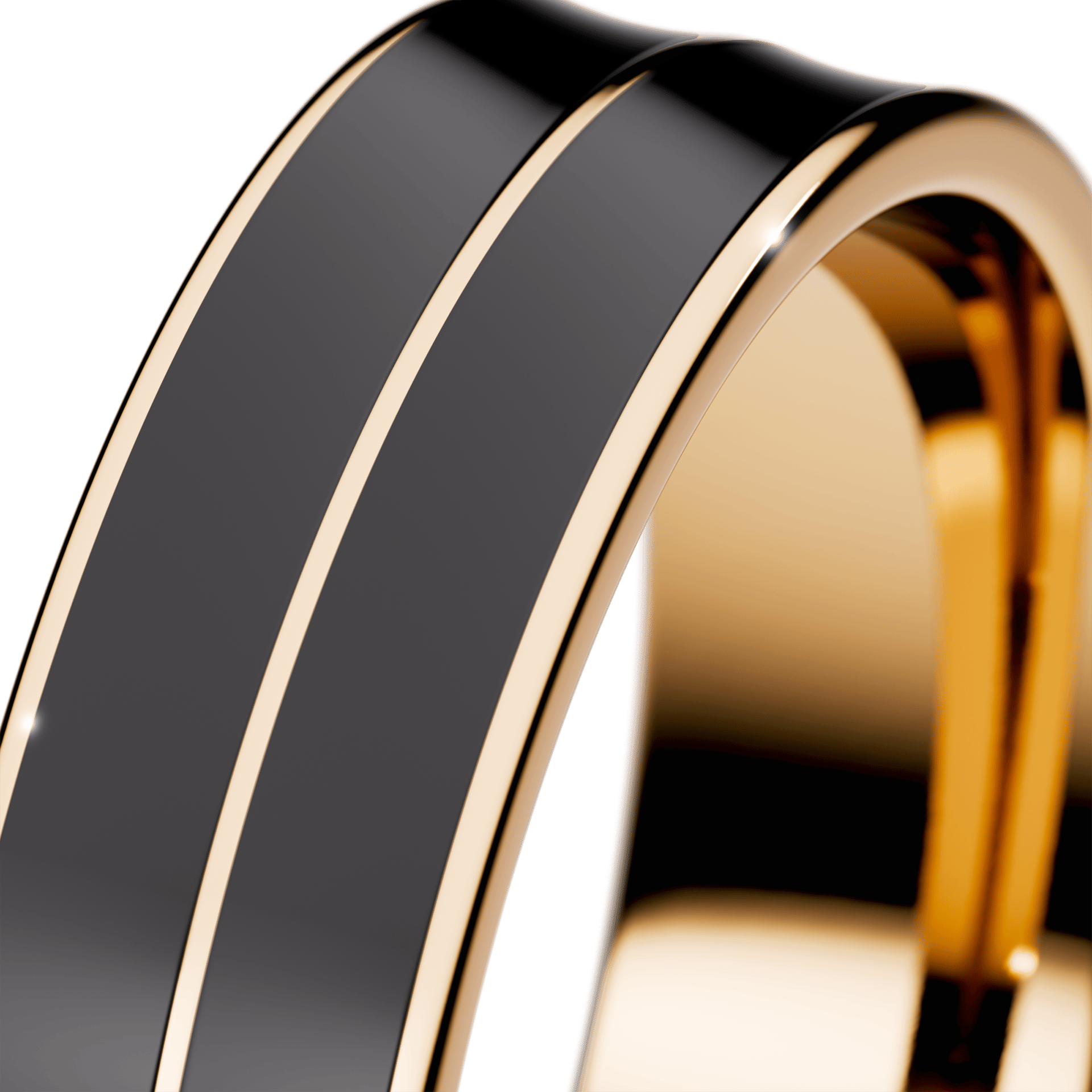 Obrączka z czarną emalią płaska dwukolorowa z żółtego złota 5mm