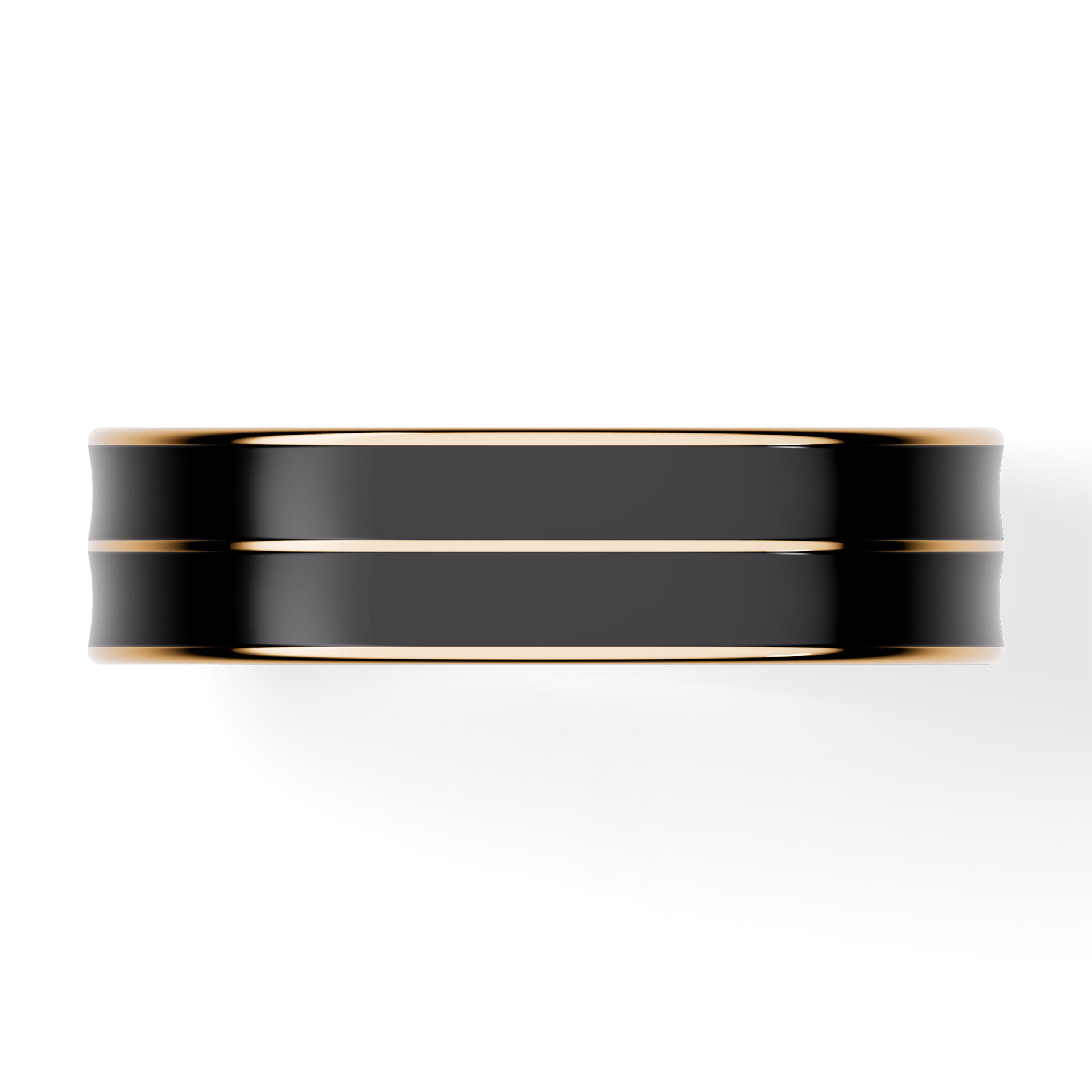 Obrączka z czarną emalią płaska dwukolorowa z żółtego złota 5mm