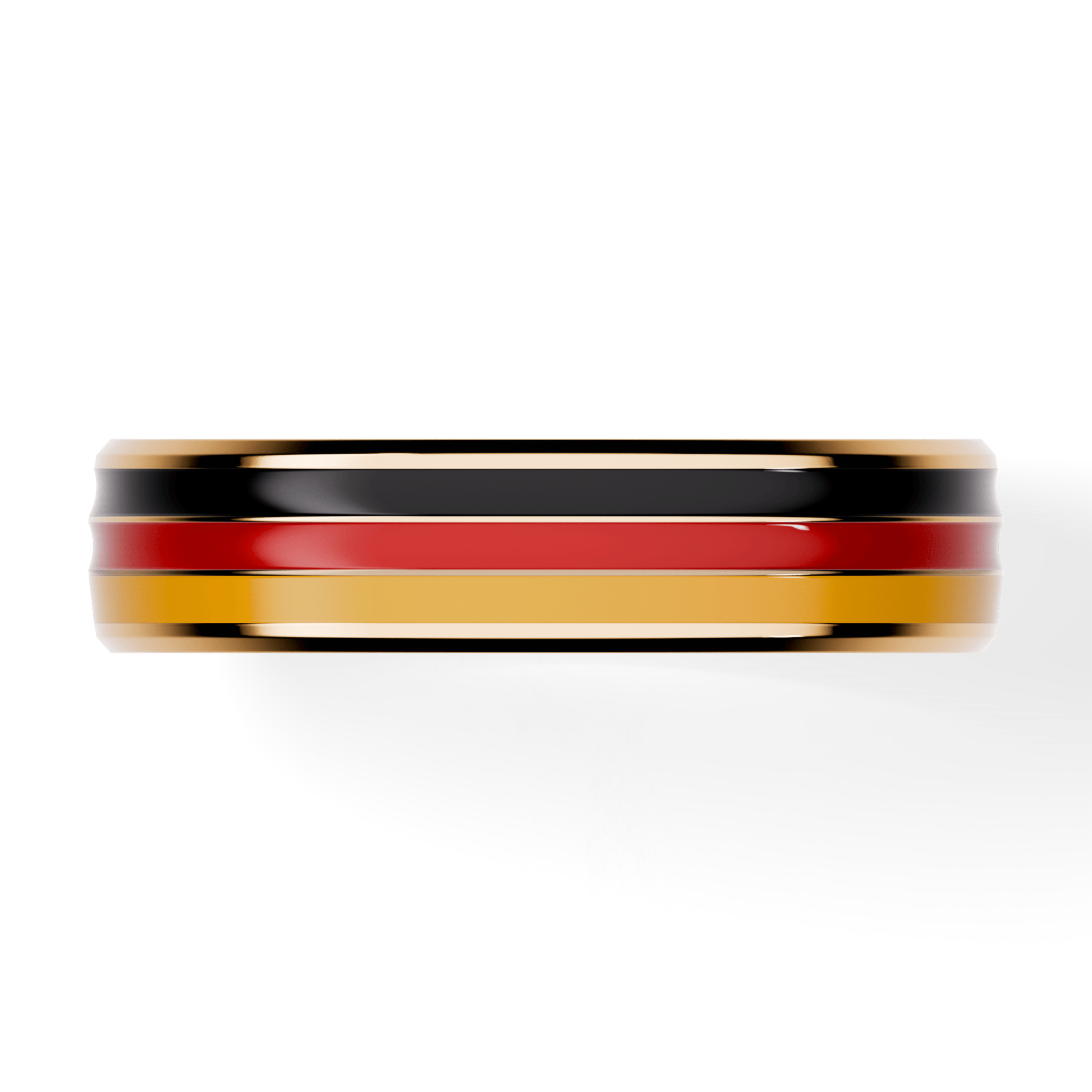 Obrączka z emaliami trzykolorowa  z żółtego złota 4,5mm