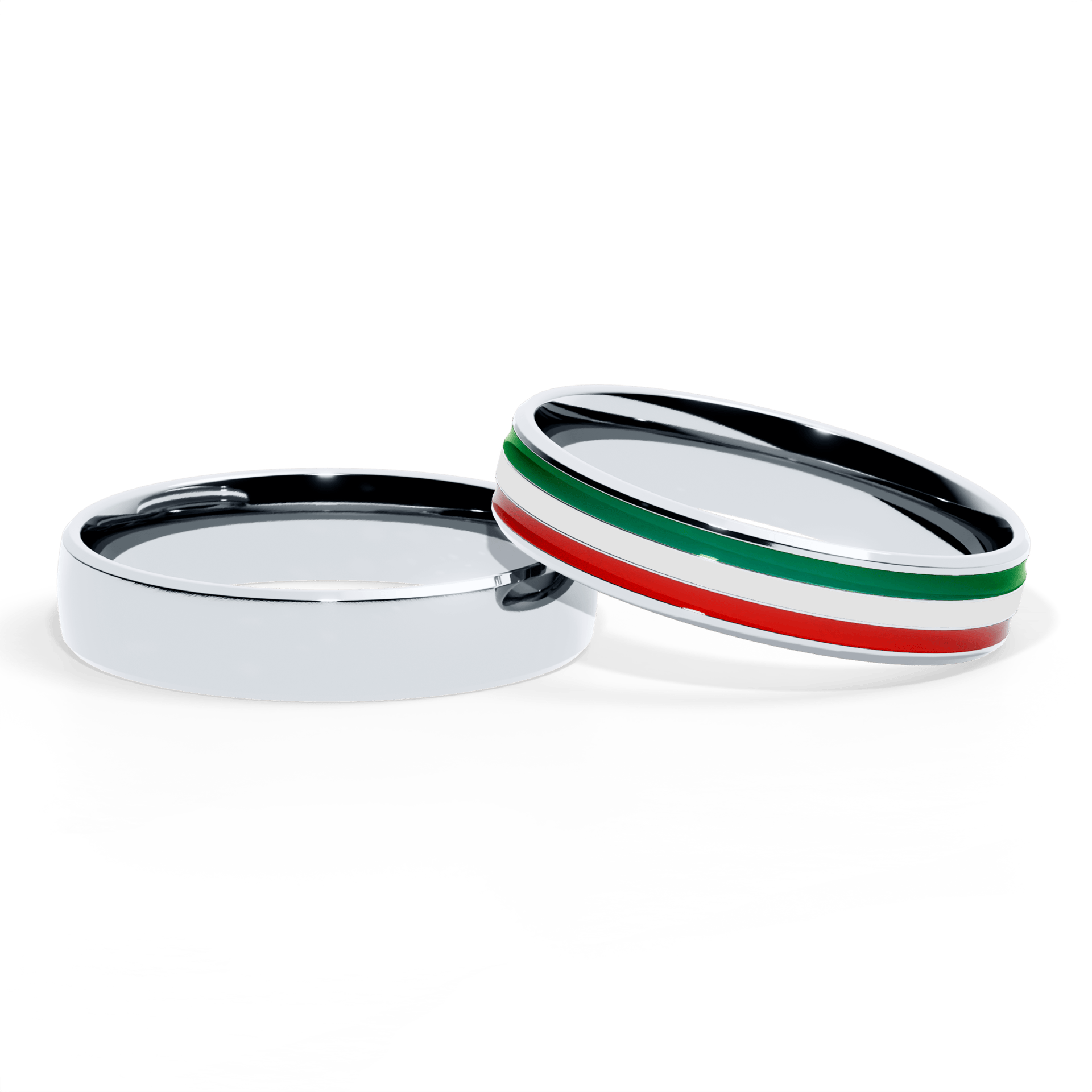 Obraczka slubna komfort biale zloto 4 5 mm 1mm emalia zielona biala czerwona 04