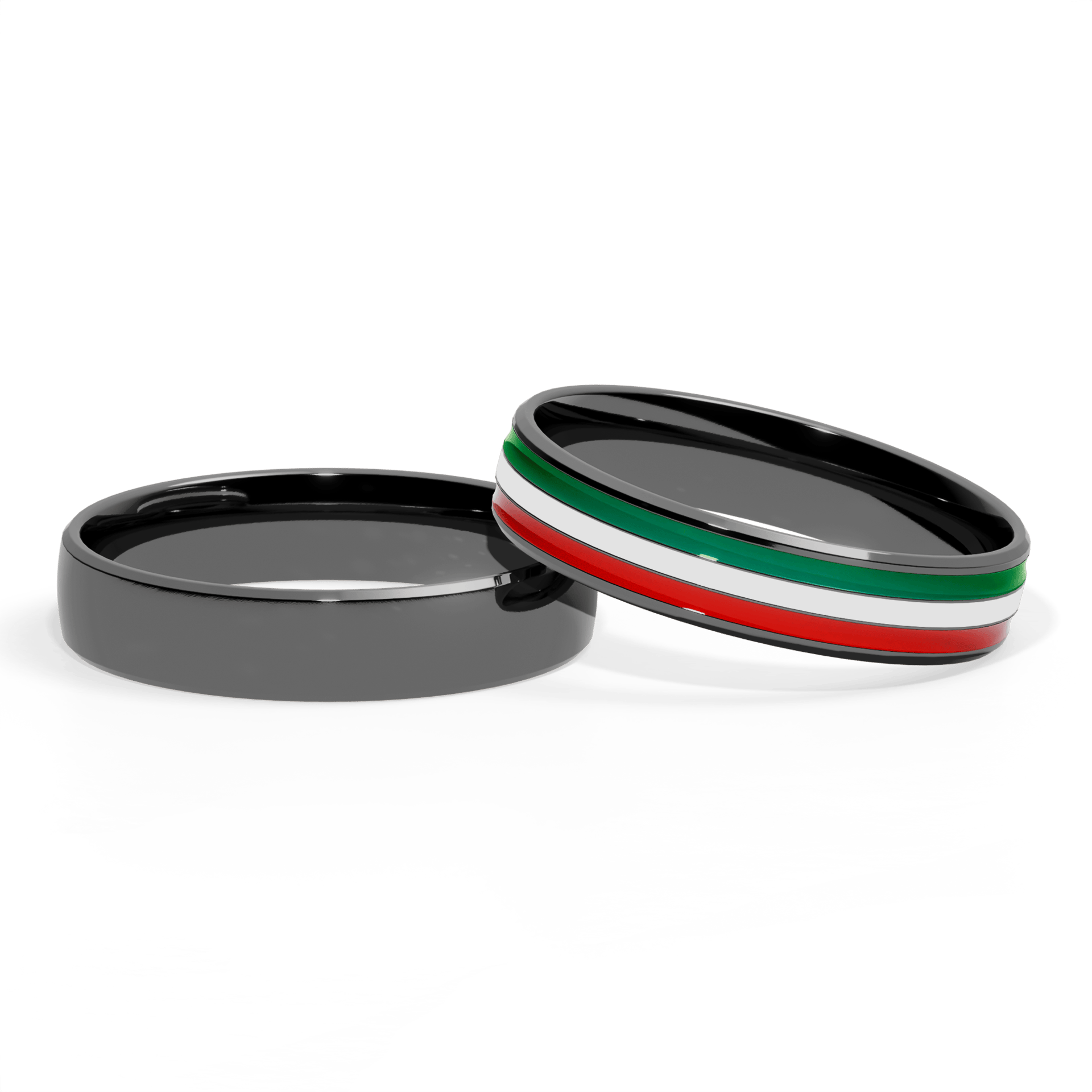 Obraczka slubna komfort czarne zloto 4 5 mm 1mm emalia zielona biala czerwona 04