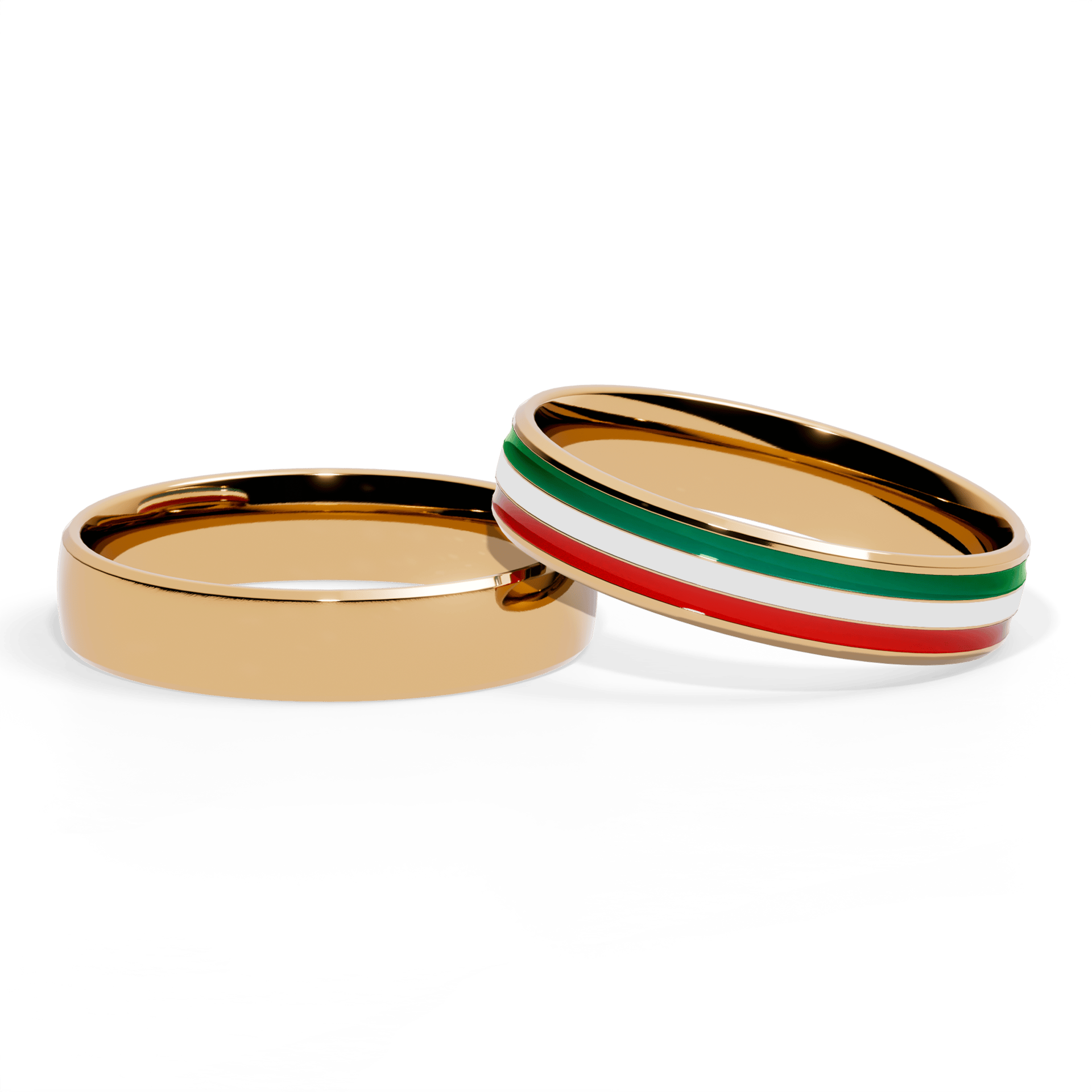 Obraczka slubna komfort zolte zloto 4 5 mm 1mm emalia zielona biala czerwona 04