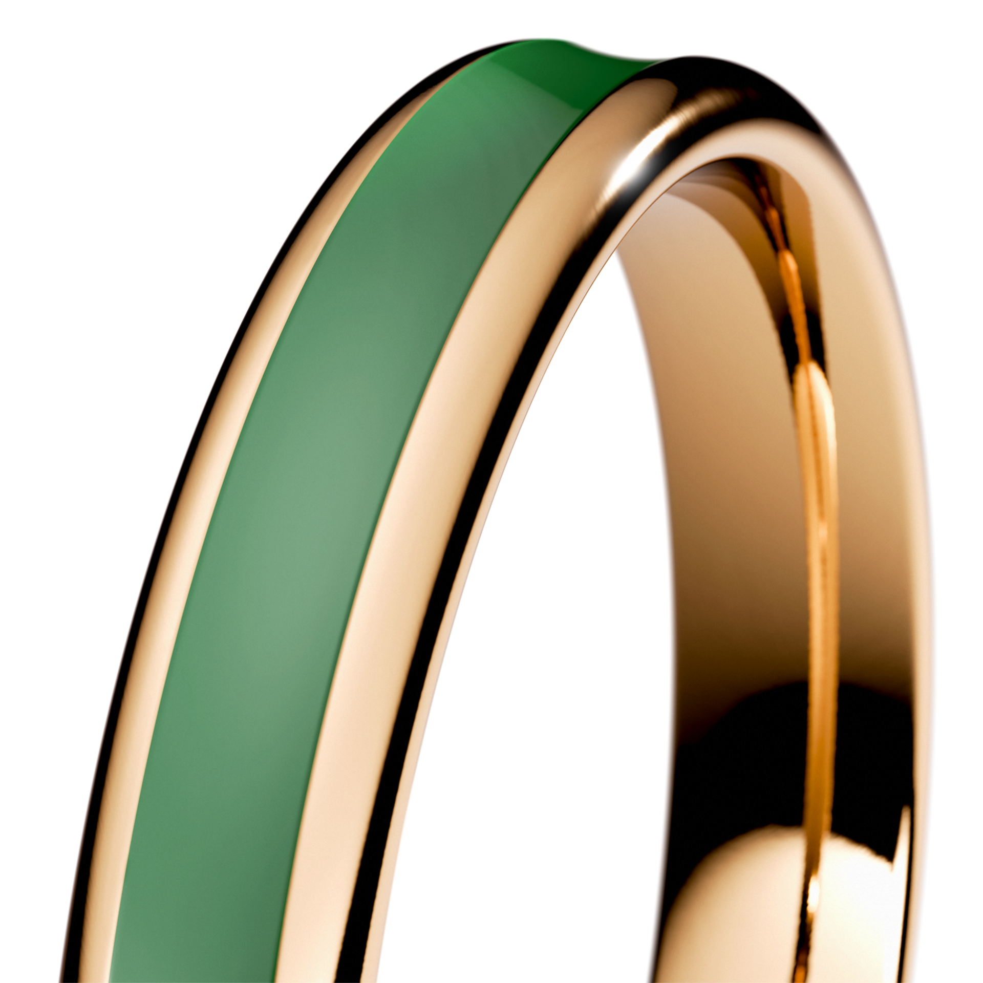 Obrączka z ciemnozieloną emalią urban z żółtego złota 3mm