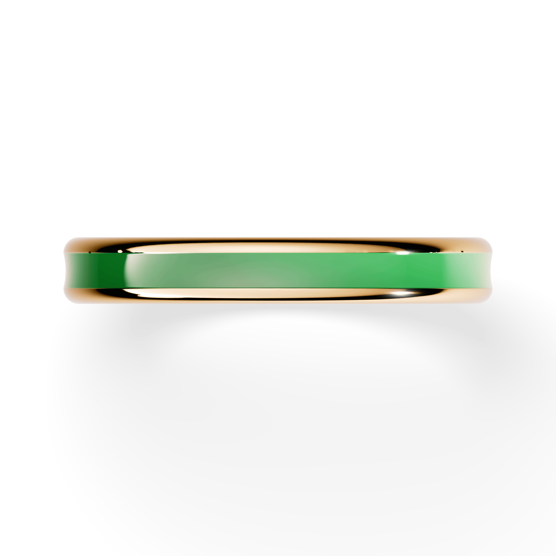 Obrączka z ciemnozieloną emalią urban z żółtego złota 3mm