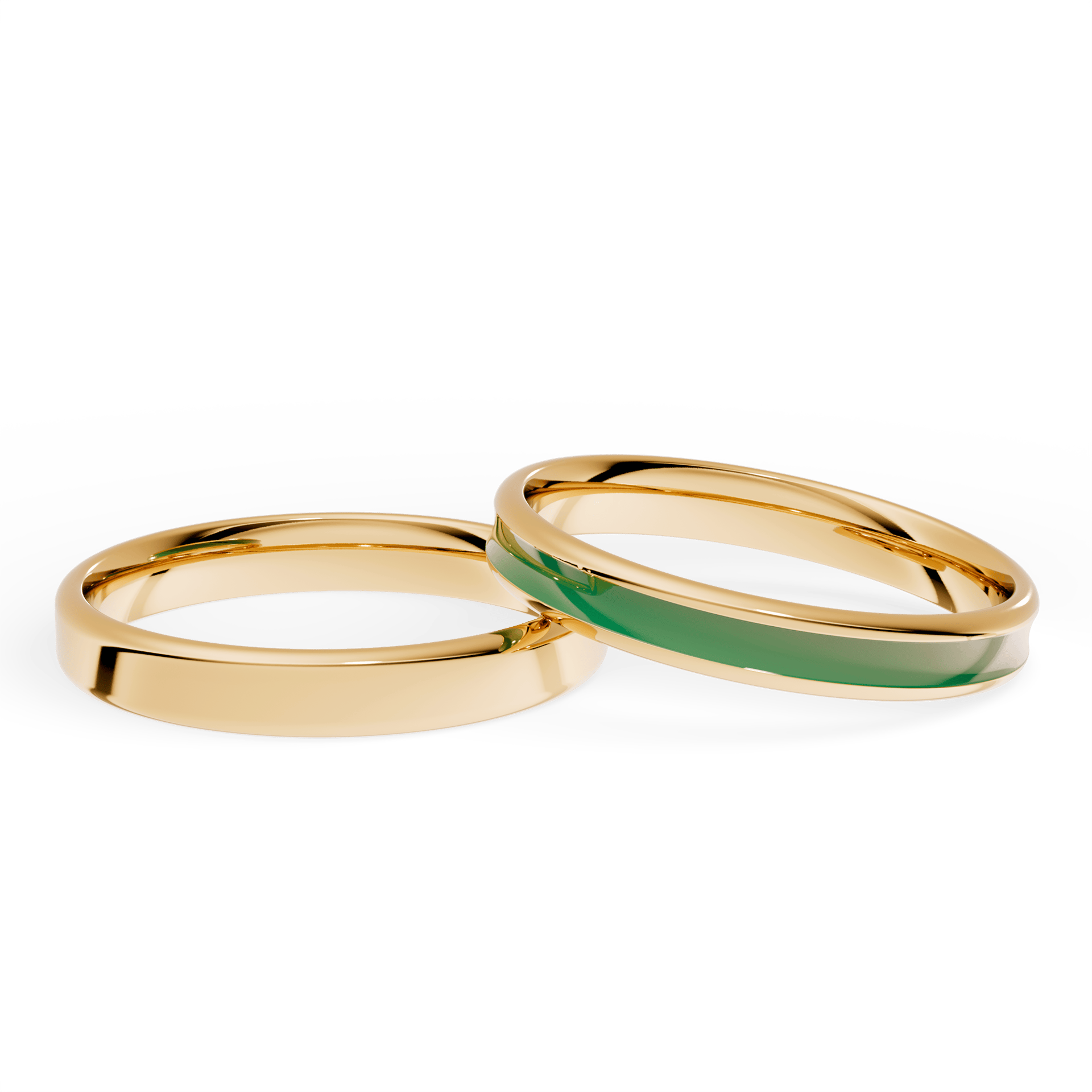 Obraczka slubna urban zolte zloto 3 mm 2mm emalia zielona ciemna 04