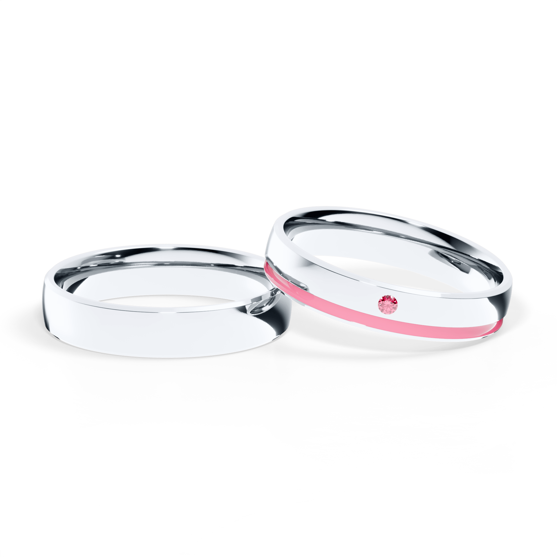 Obraczka z diamentami komfort biale zloto 4 mm 1 5mm diament rozowy 1mm emalia neonowy roz 04