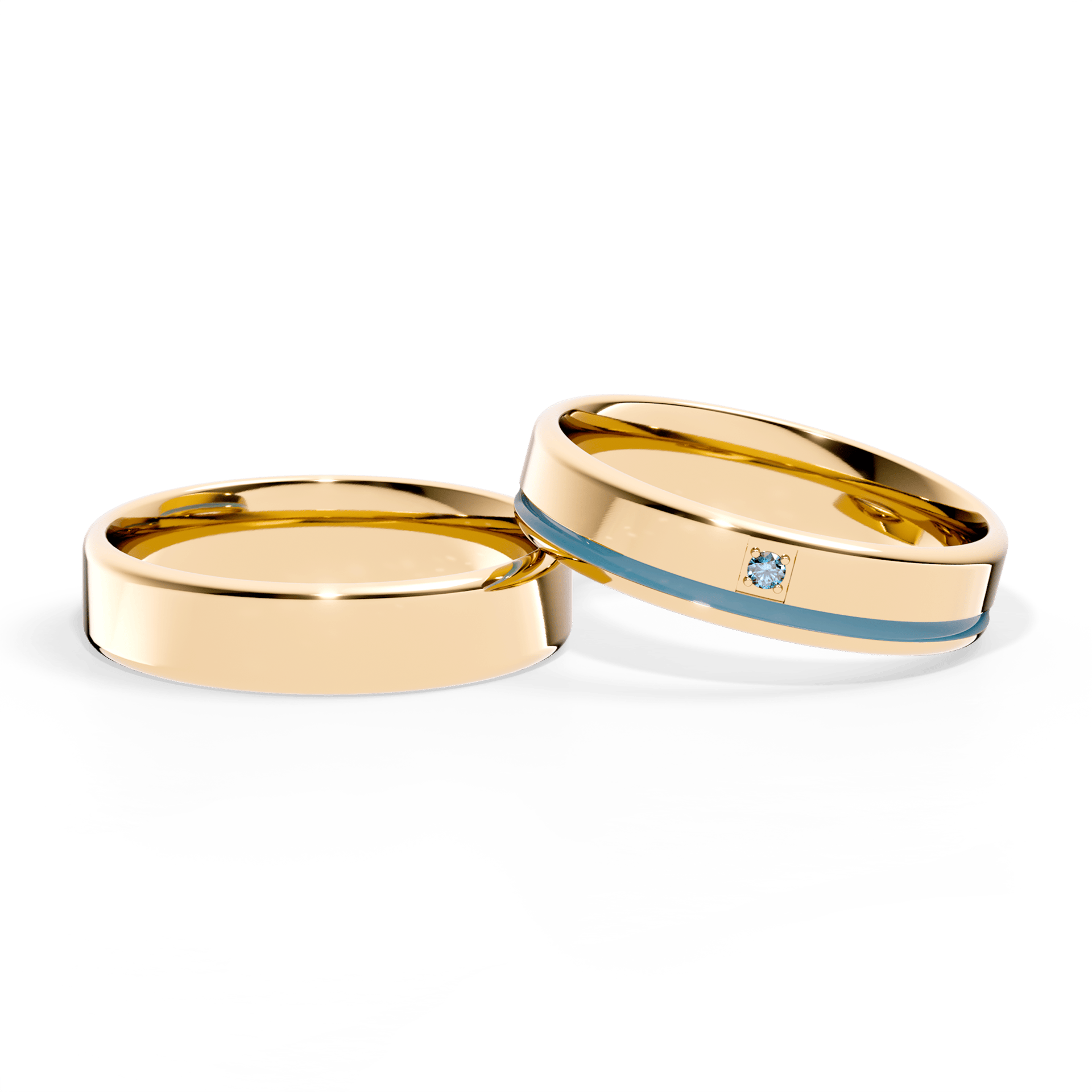 Obraczka z diamentami urban zolte zloto 4 5 mm 1 5mm diament niebieski 1mm emalia blekitna 04