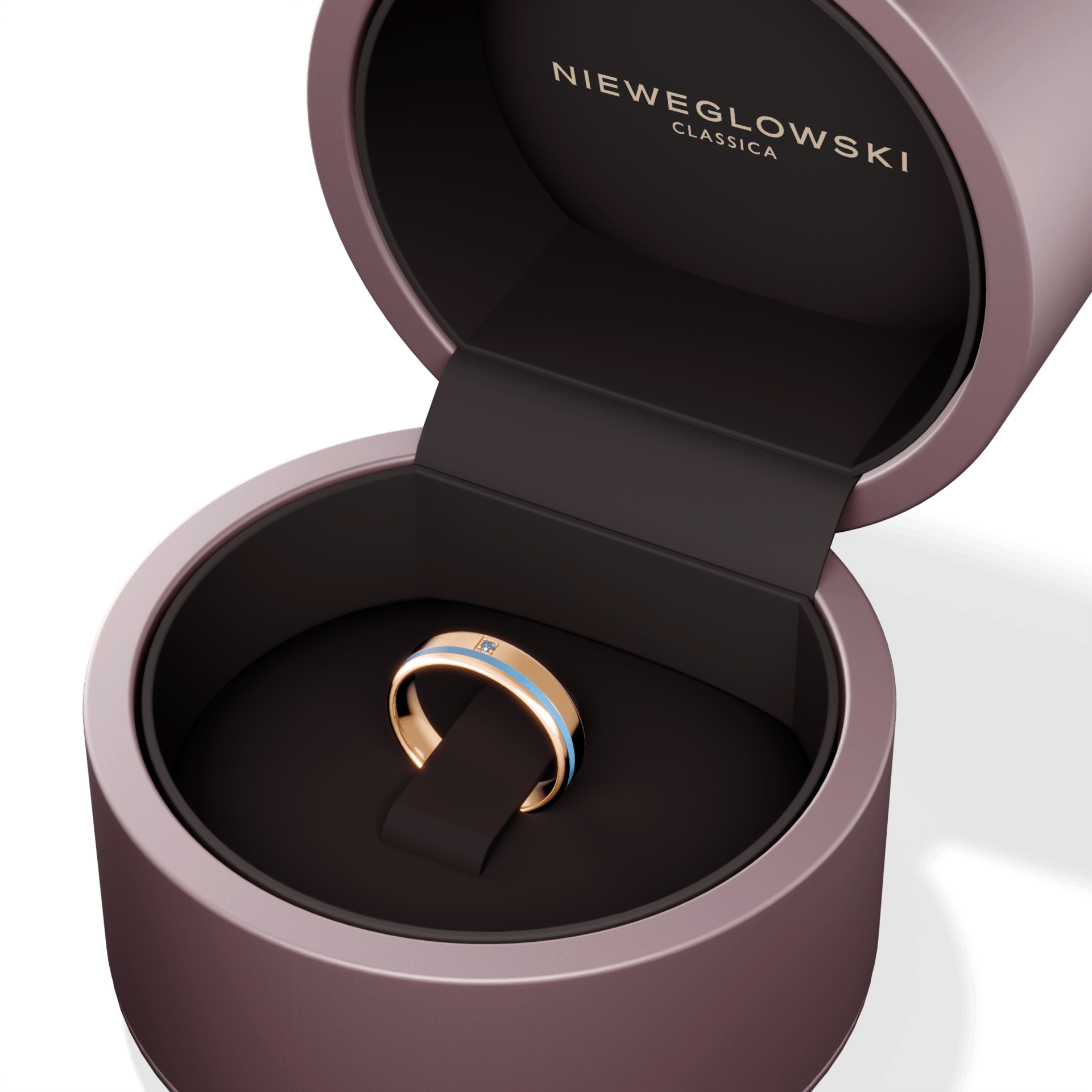 Obraczka z diamentami urban zolte zloto 4 5 mm 1 5mm diament niebieski 1mm emalia blekitna 05