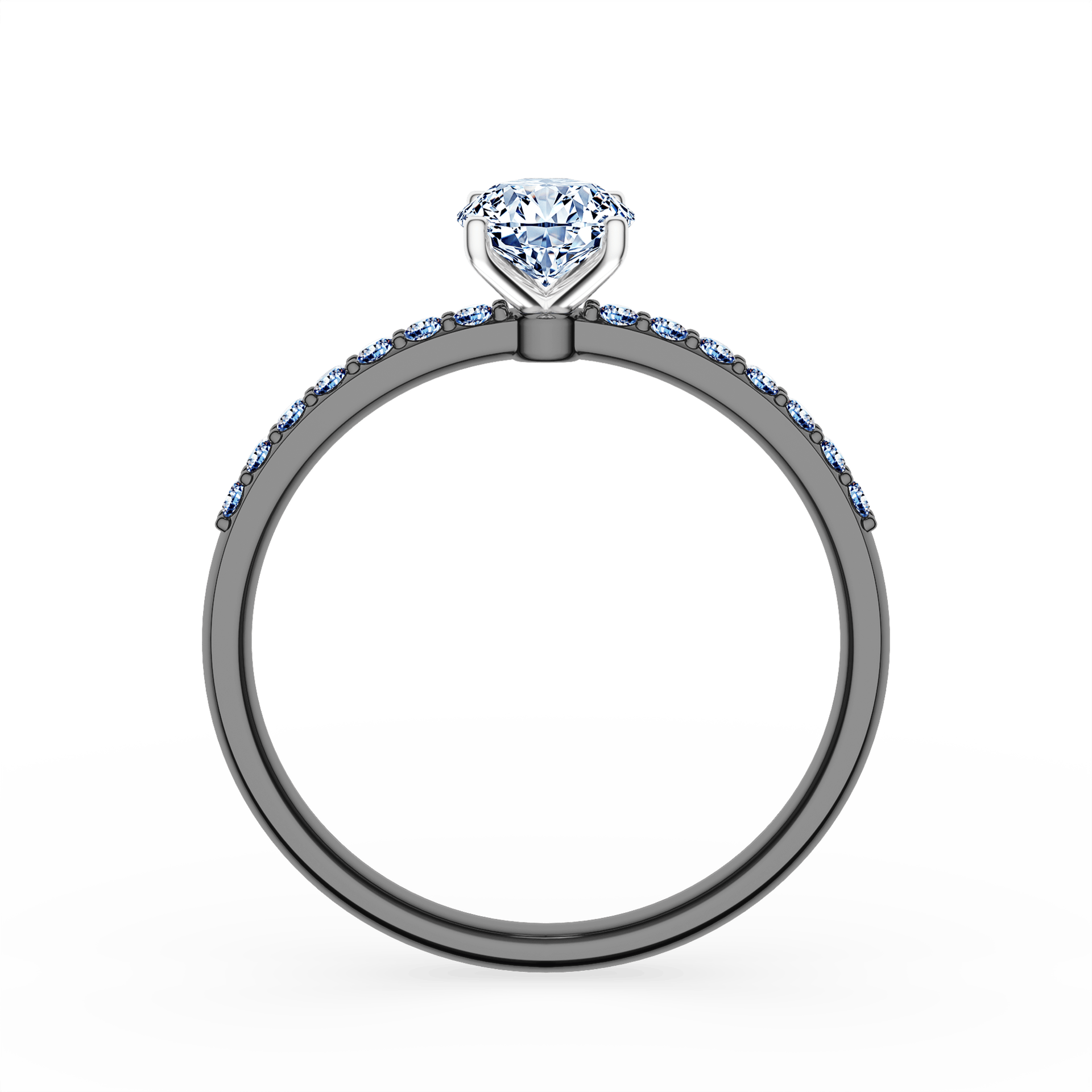Pierścionek zaręczynowy My Milady z czarnego złota z diamentem laboratoryjnym owalnym 0,64ct