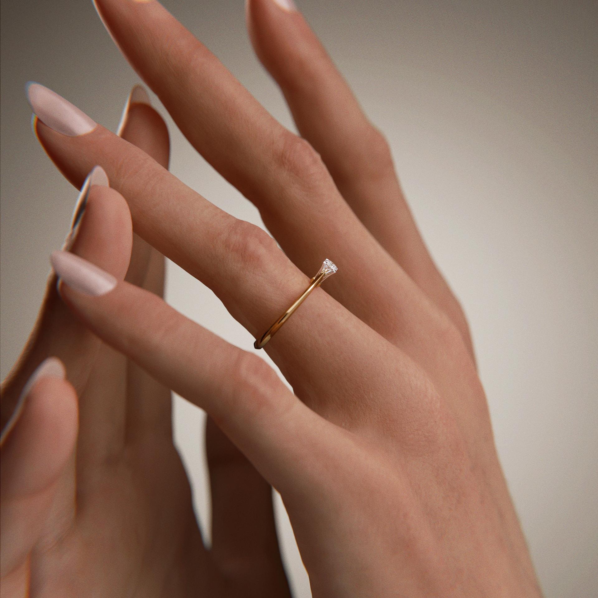 Pierścionek zaręczynowy My Angel z żółtego złota z diamentem laboratoryjnym 0,10ct