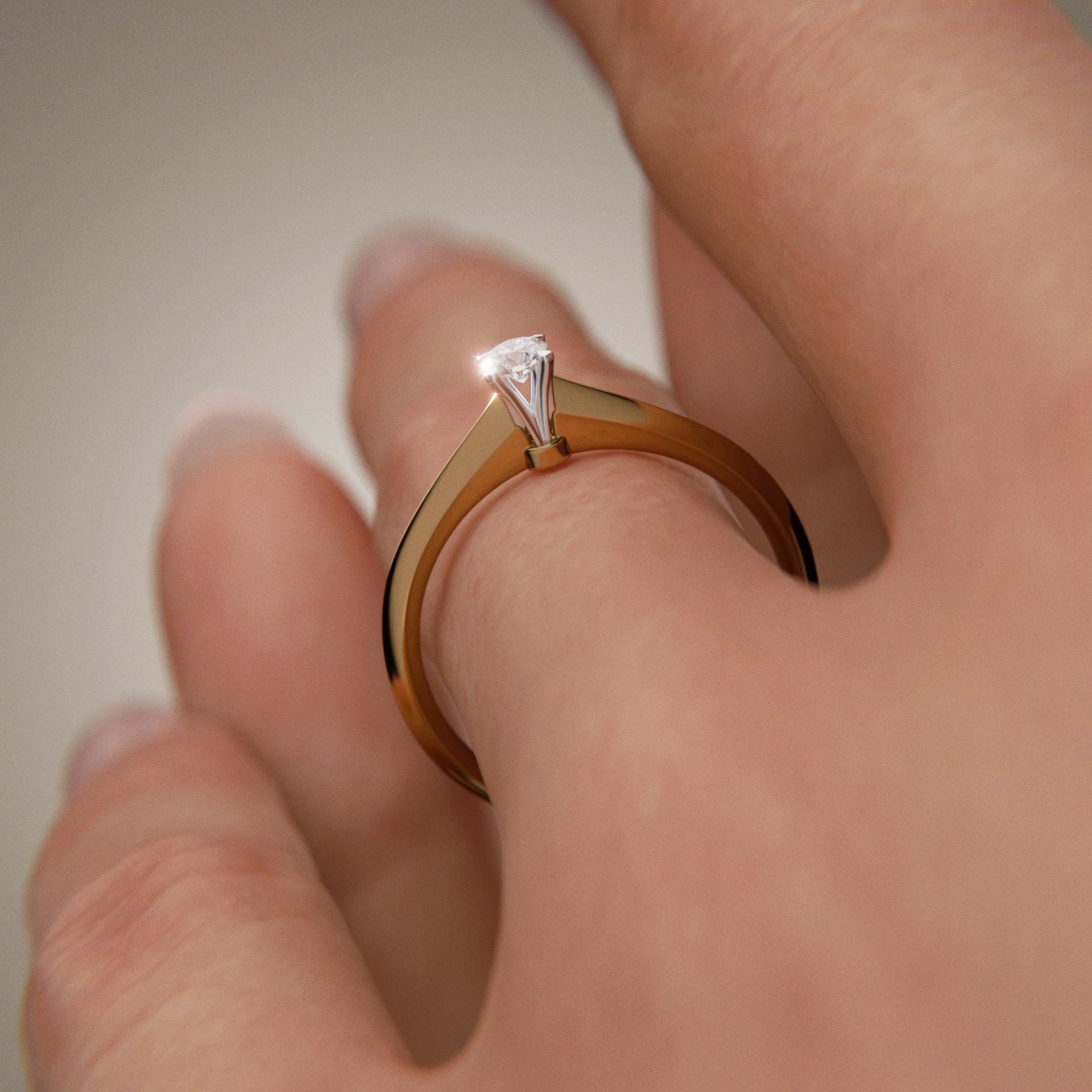 Pierścionek zaręczynowy My Angel z żółtego złota z diamentem naturalnym 0,10ct