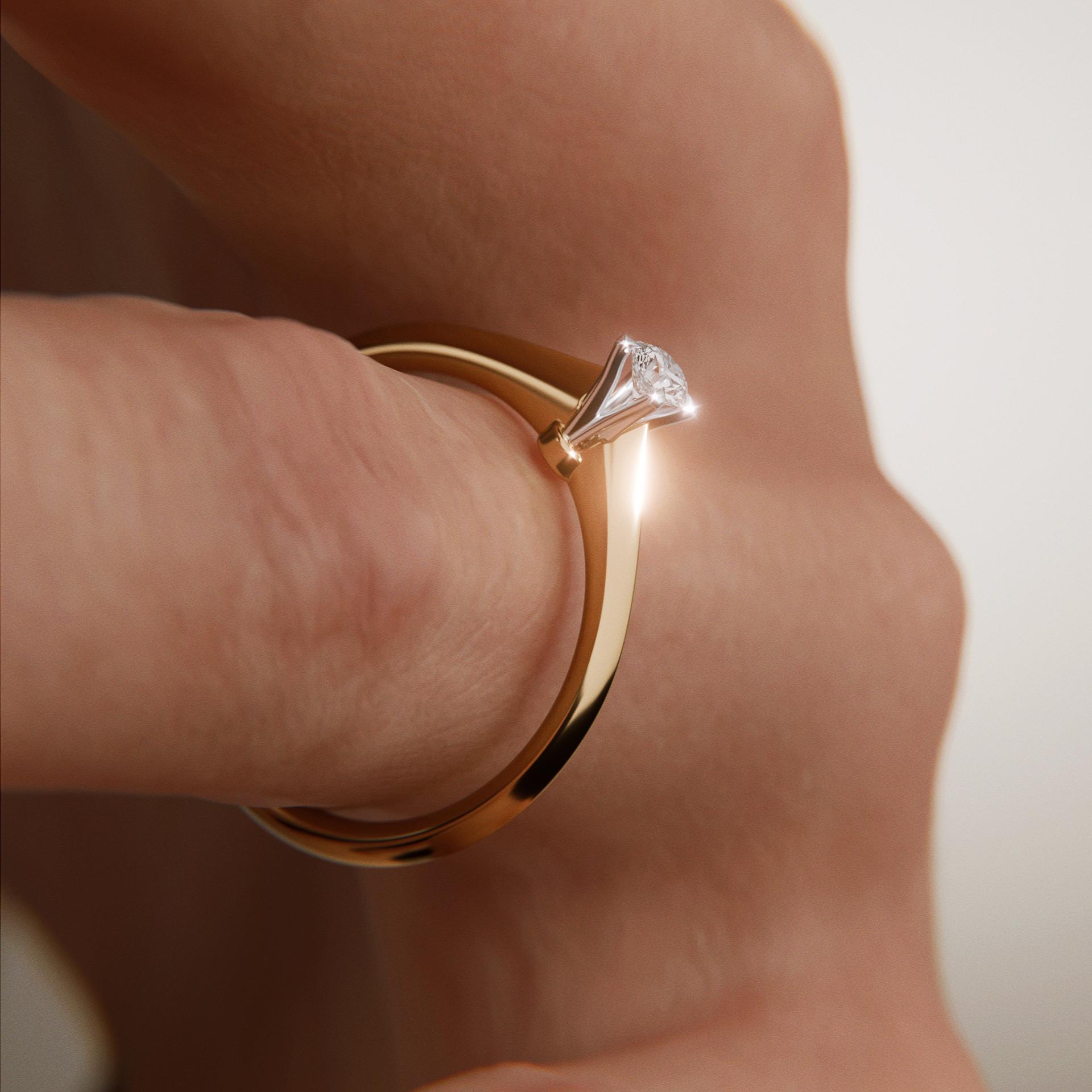 Pierścionek zaręczynowy My Angel z żółtego złota z diamentem laboratoryjnym 0,17ct