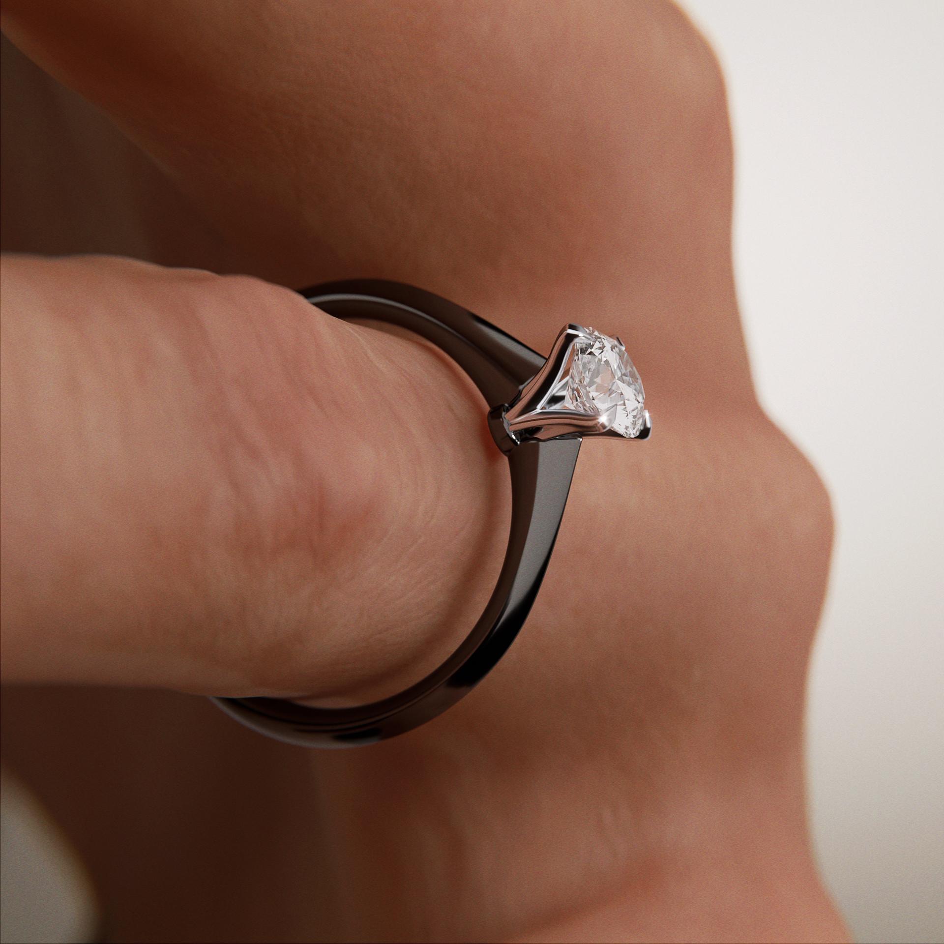 Pierścionek zaręczynowy My Angel z czarnego złota z diamentem naturalnym 0,50ct