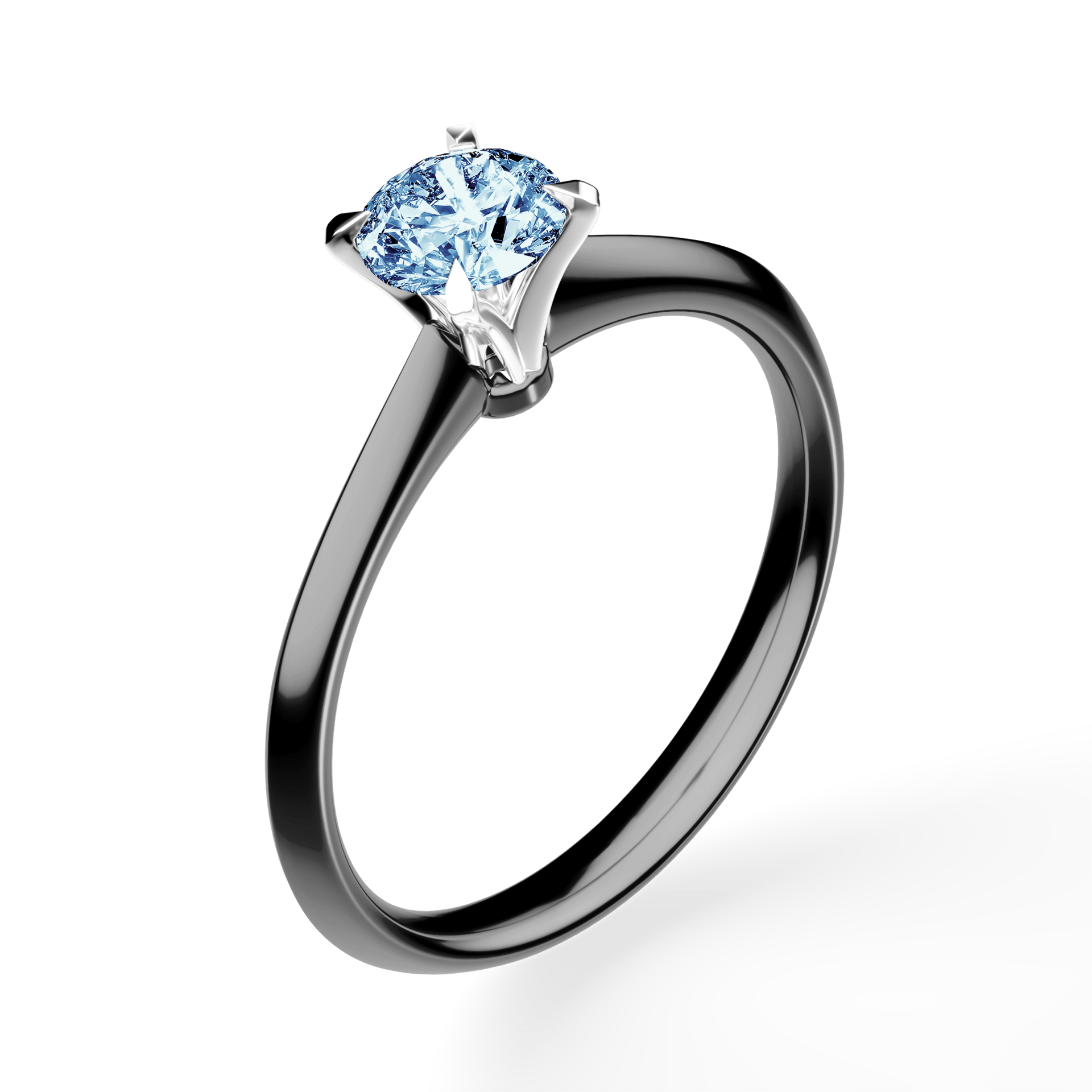 Pierścionek zaręczynowy My Angel z czarnego złota z niebieskim diamentem laboratoryjnym 0,50ct