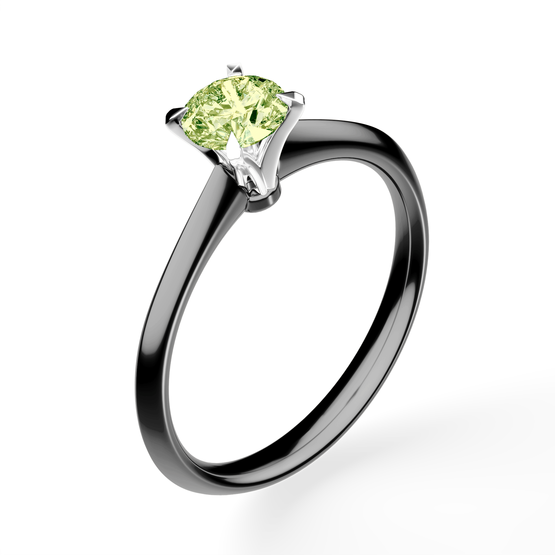 Pierścionek zaręczynowy My Angel z czarnego złota z jasnym zielonym diamentem laboratoryjnym 0,50ct