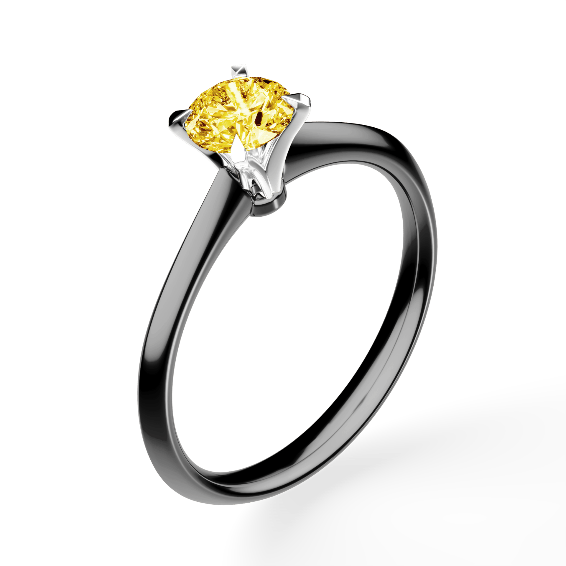 Pierścionek zaręczynowy My Angel z czarnego złota z żółtym diamentem laboratoryjnym 0,50ct