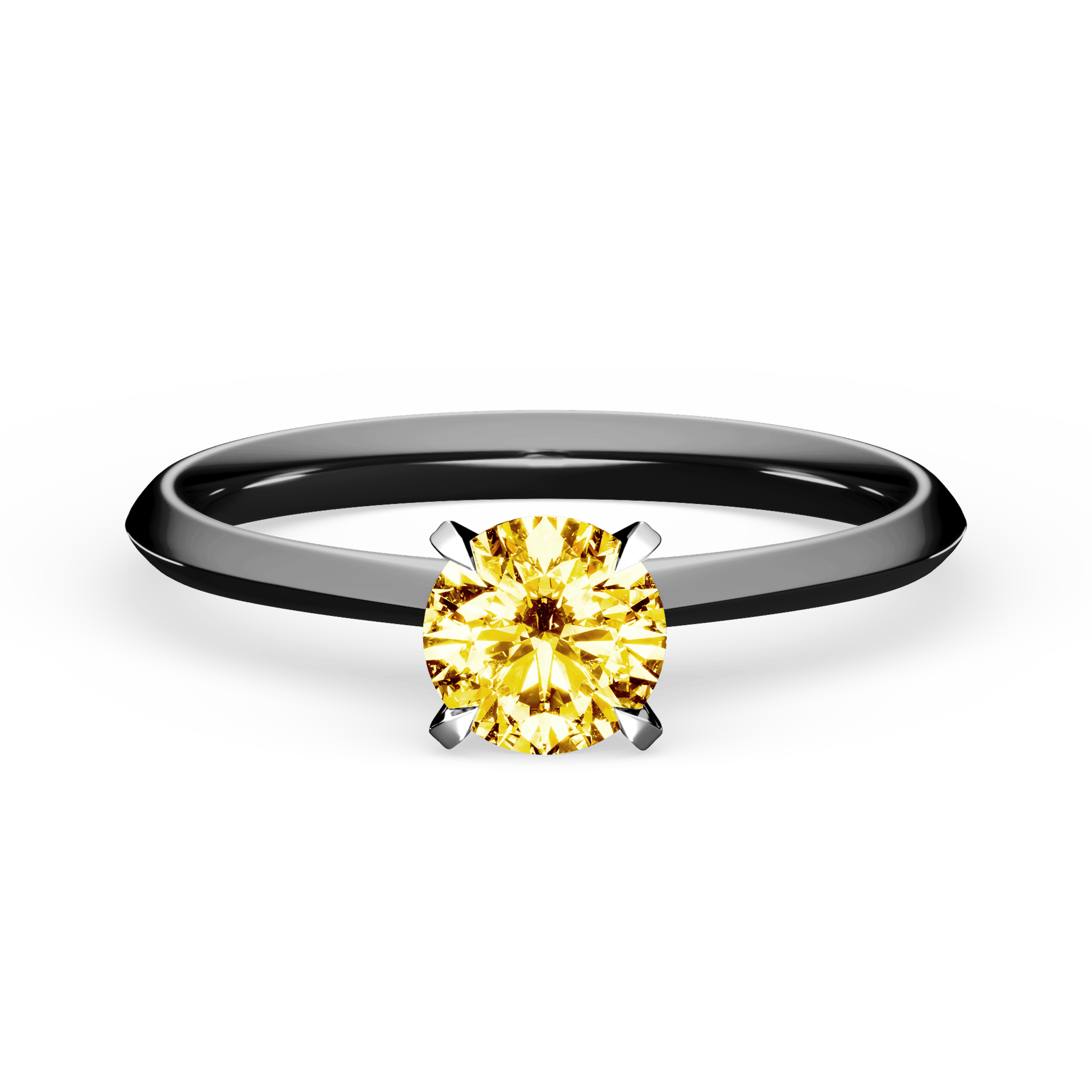 Pierścionek zaręczynowy My Angel z czarnego złota z żółtym diamentem laboratoryjnym 0,50ct