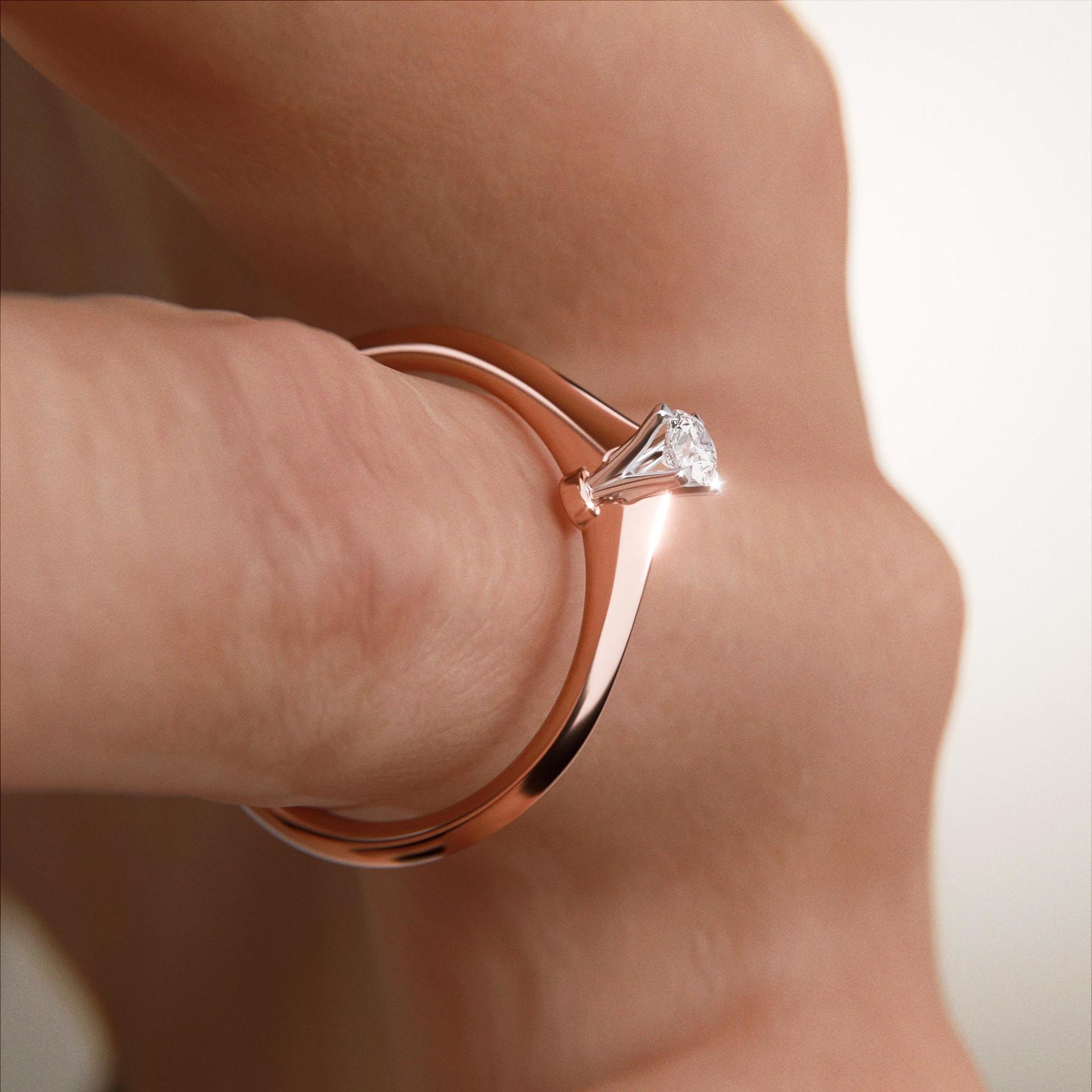 Pierścionek zaręczynowy My Angel z różowego złota z diamentem laboratoryjnym 0,10ct