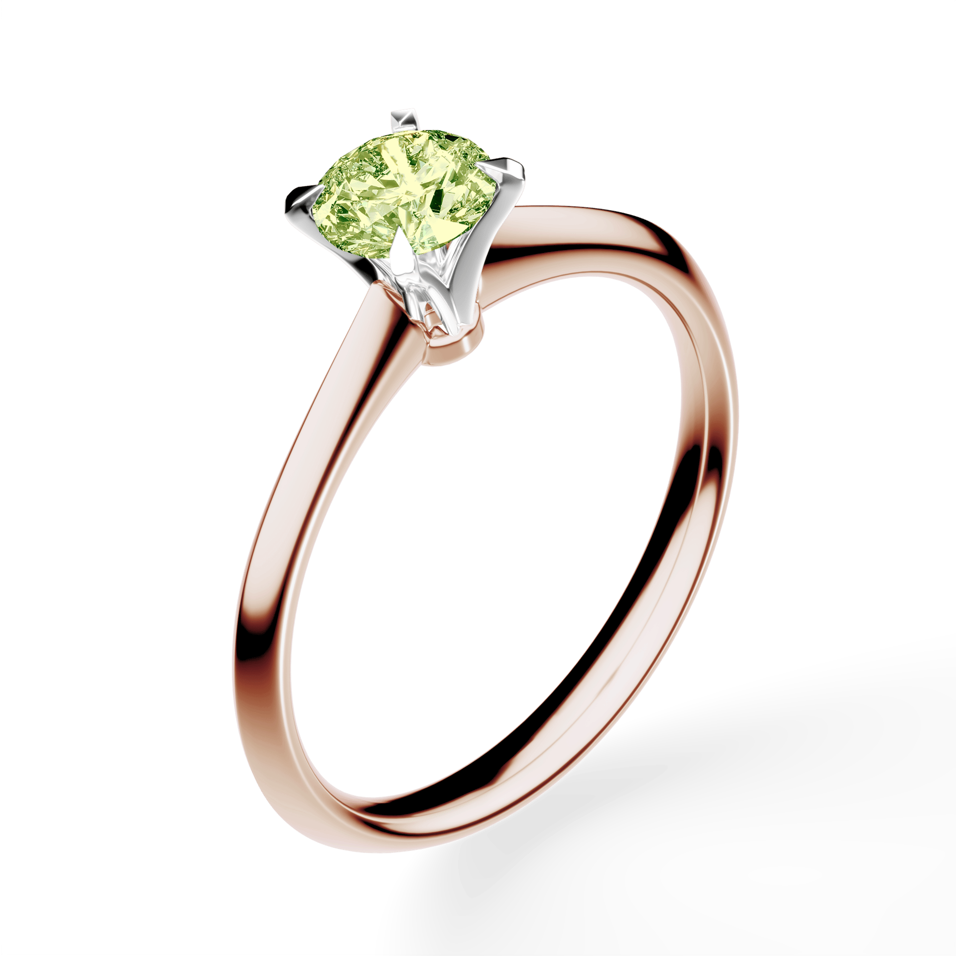 Pierścionek zaręczynowy My Angel z różowego złota z jasnym zielonym diamentem laboratoryjnym 0,50ct