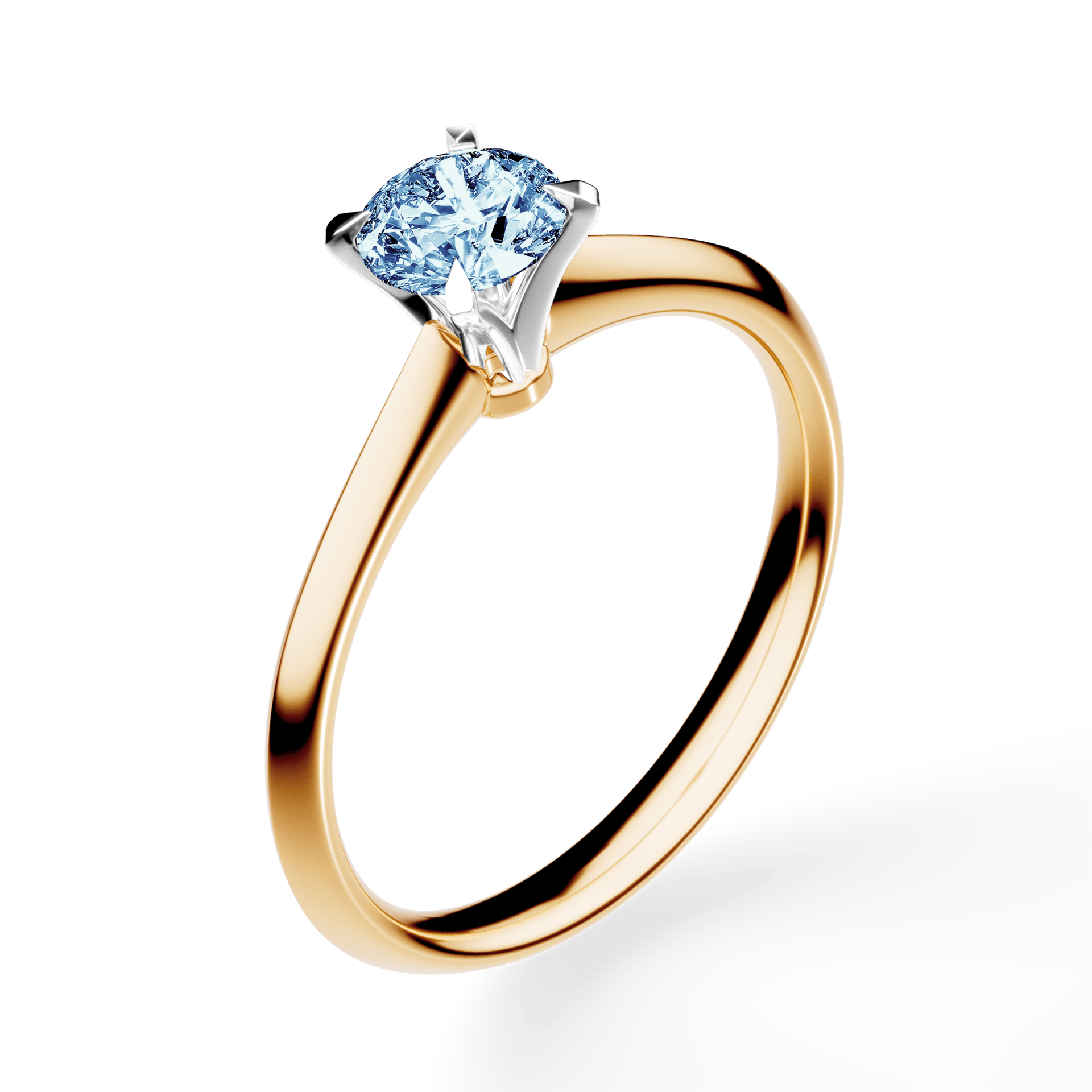 Pierścionek zaręczynowy My Angel z żółtego złota z niebieskim diamentem laboratoryjnym 0,50ct