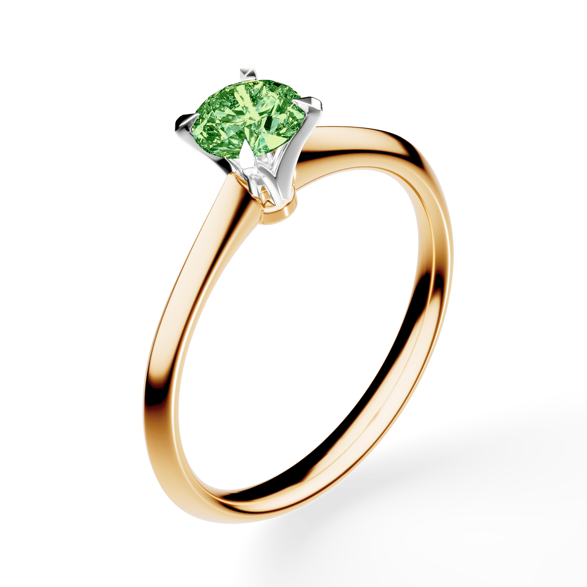 Pierścionek zaręczynowy My Angel z żółtego złota z ciemnym zielonym diamentem laboratoryjnym 0,50ct