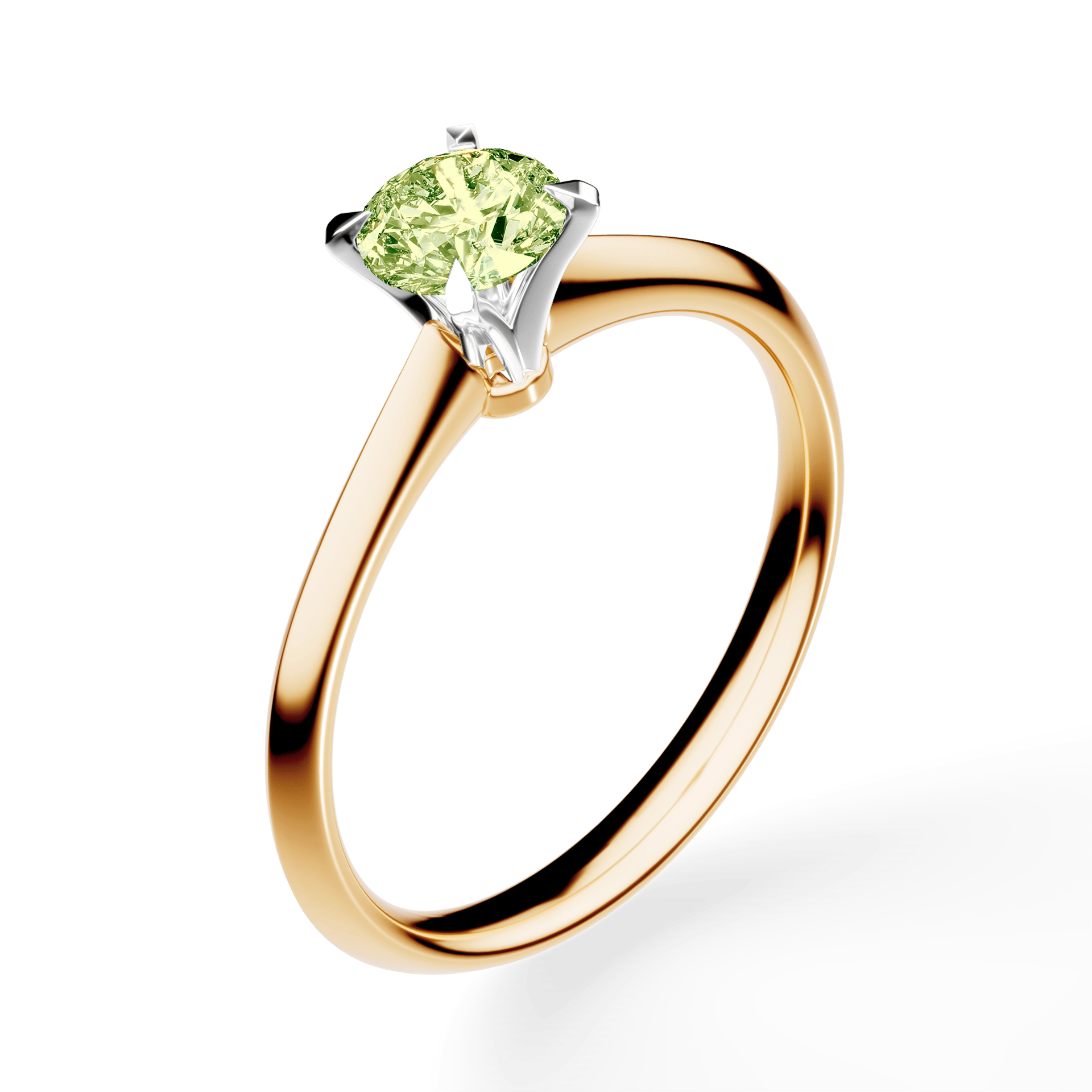 Pierścionek zaręczynowy My Angel z żółtego złota z jasnym zielonym diamentem laboratoryjnym 0,50ct