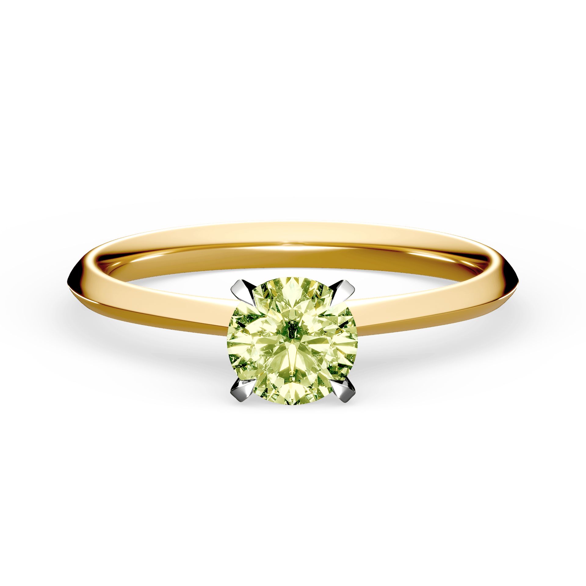 Pierścionek zaręczynowy My Angel z żółtego złota z jasnym zielonym diamentem laboratoryjnym 0,50ct