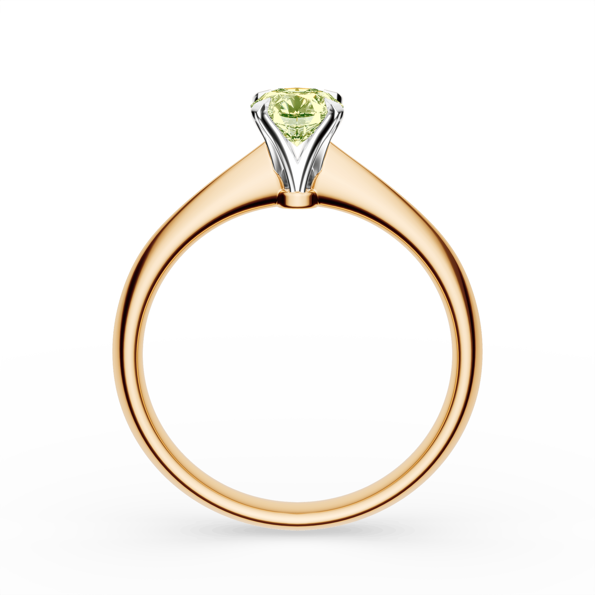 Pierścionek zaręczynowy My Angel z żółtego złota z jasnym zielonym diamentem laboratoryjnym 0,50ct