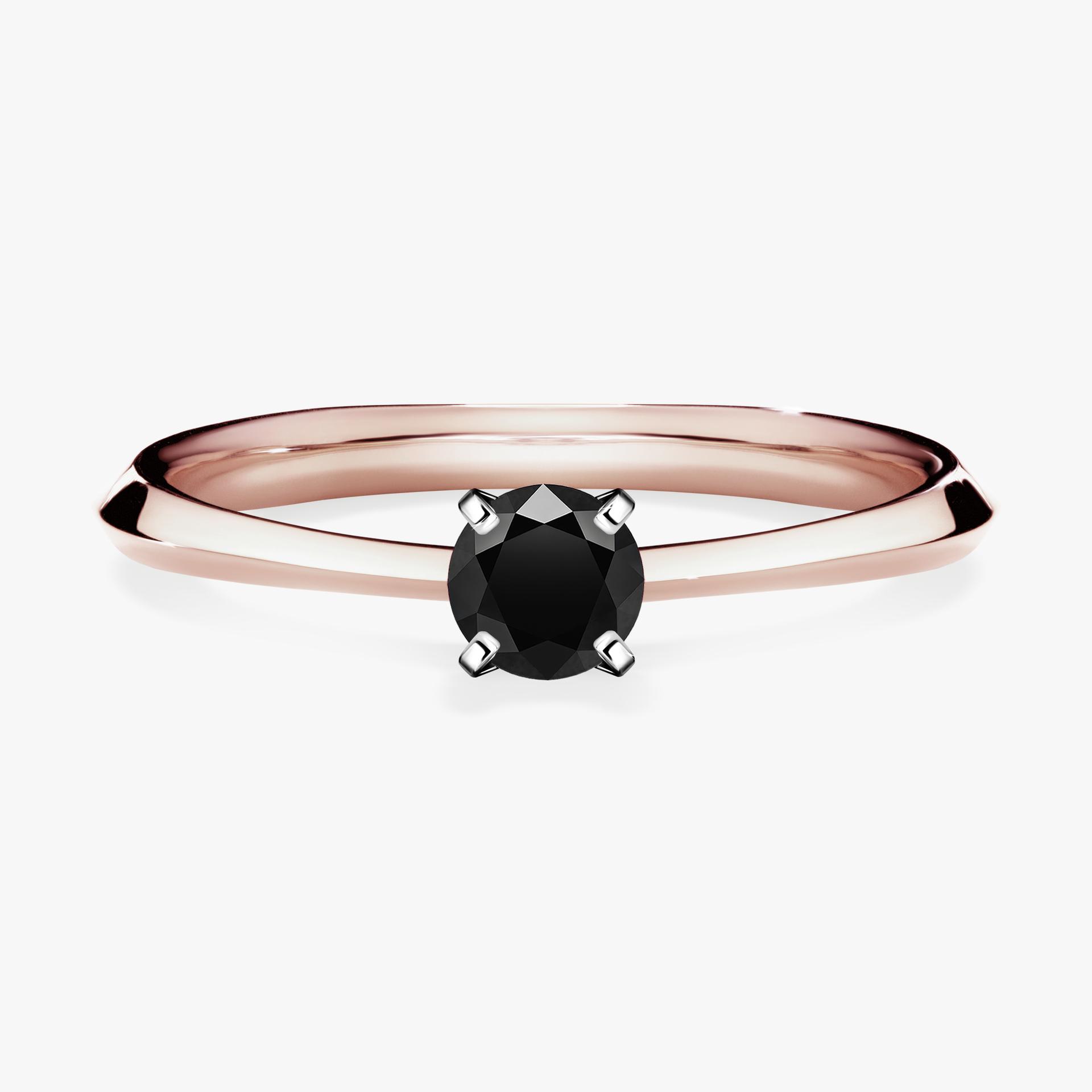 Pierscionek zareczynowy z czarnym diamentem 025 CT z rozowego zlota my angel 01